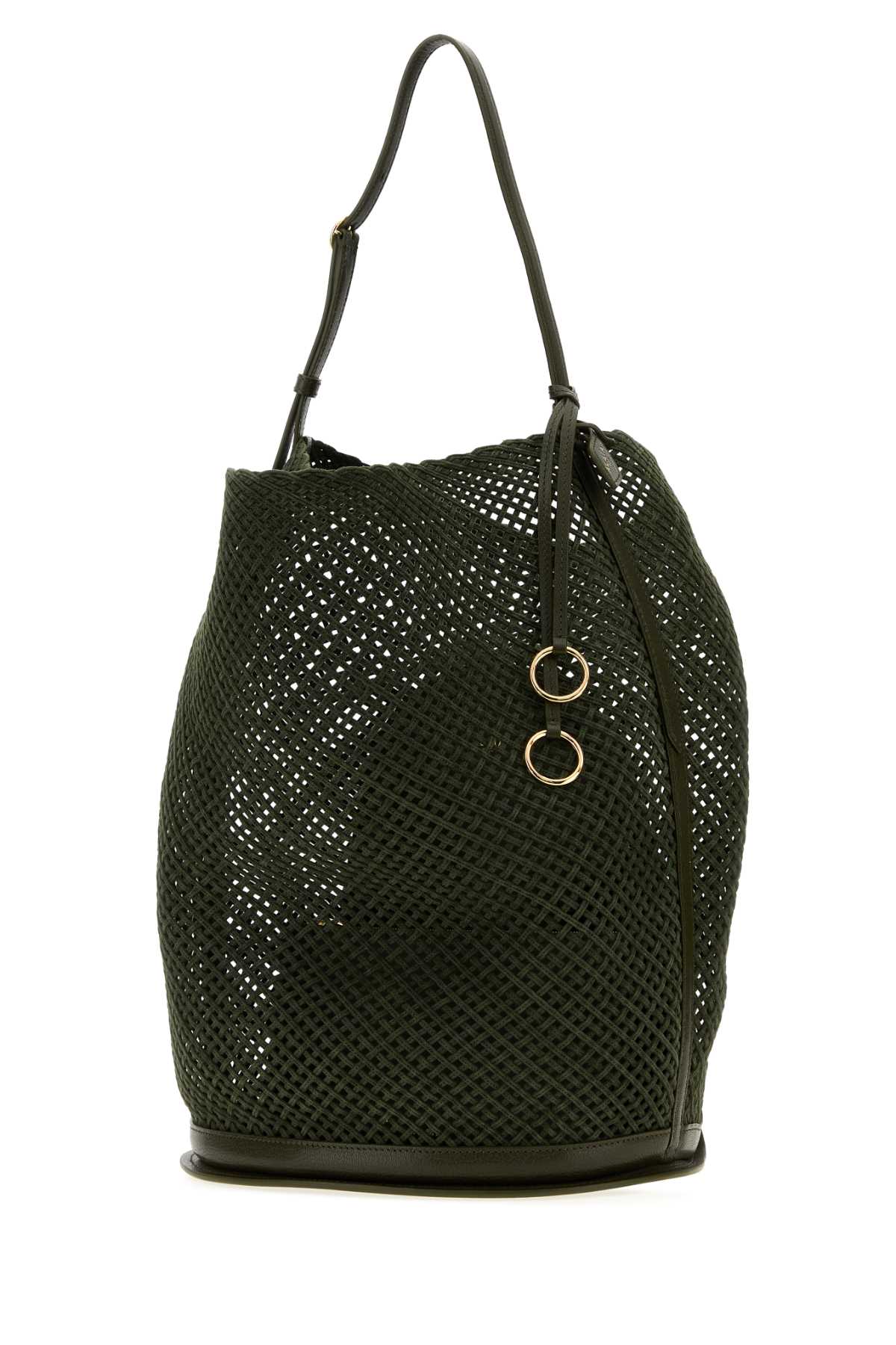 Alaia Women Olive Green Mesh Large Hip Bucket Bag ALAIA