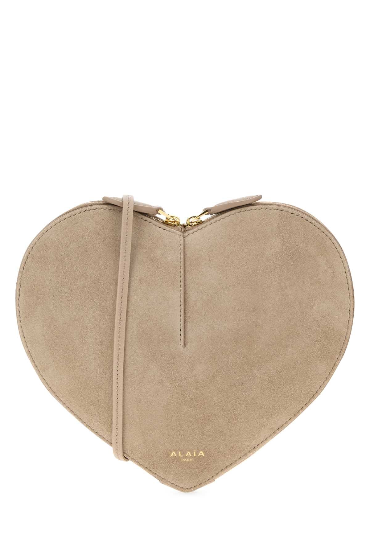 Alaia Women Sand Suede Le Coeur Crossbody Bag ALAIA