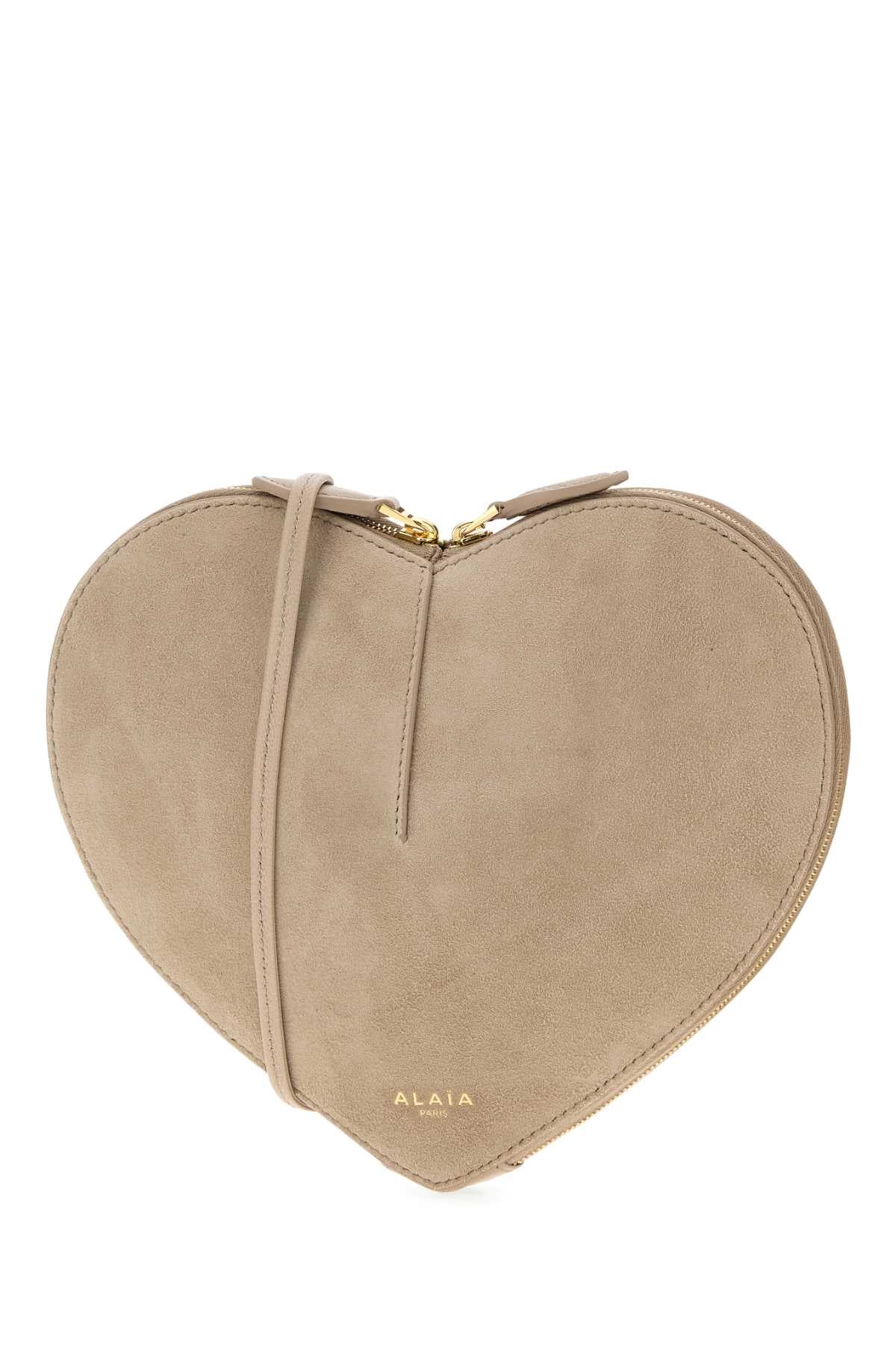 Alaia Women Sand Suede Le Coeur Crossbody Bag ALAIA