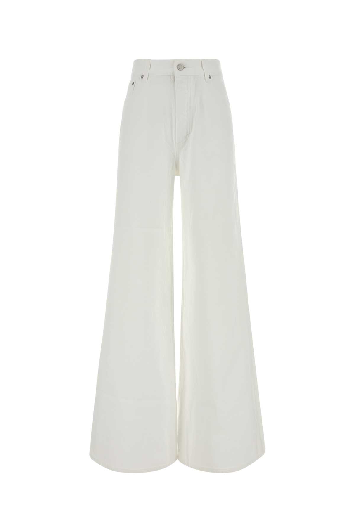Alaia Women White Denim Wide-Leg Jeans ALAIA