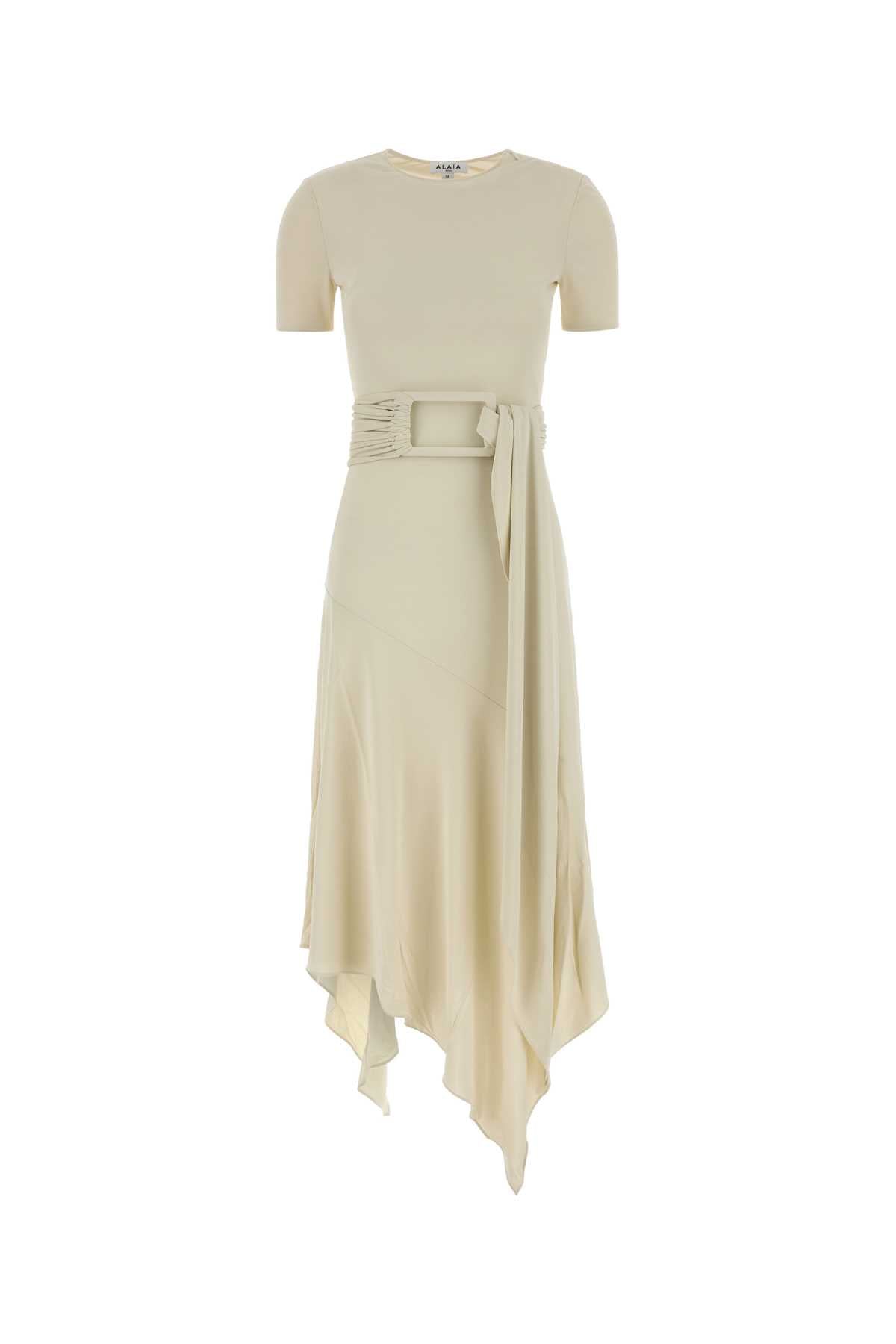 Alaia Women Ivory Jersey Dress ALAIA