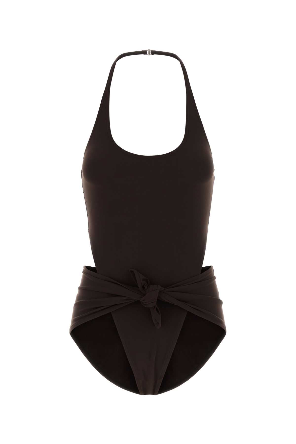 Alaia Women Chocolate Stretch Nylon Swimsuit ALAIA