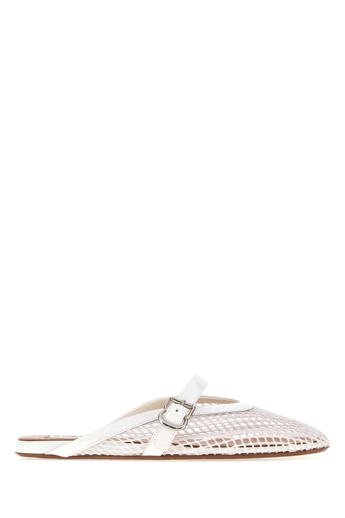 Alaia Women White Mesh Slippers ALAIA