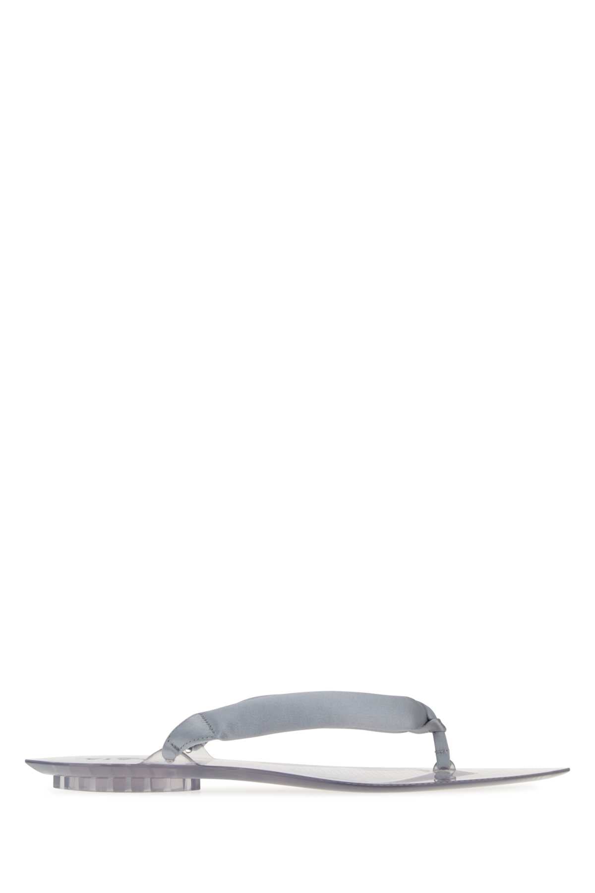 Alaia Women Silver Fabric Thong Slippers ALAIA