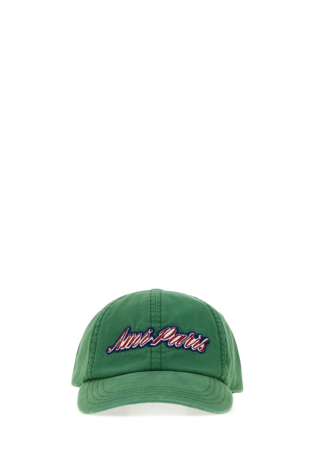 Ami Men Grass Green Cotton Baseball Cap AMI PARIS