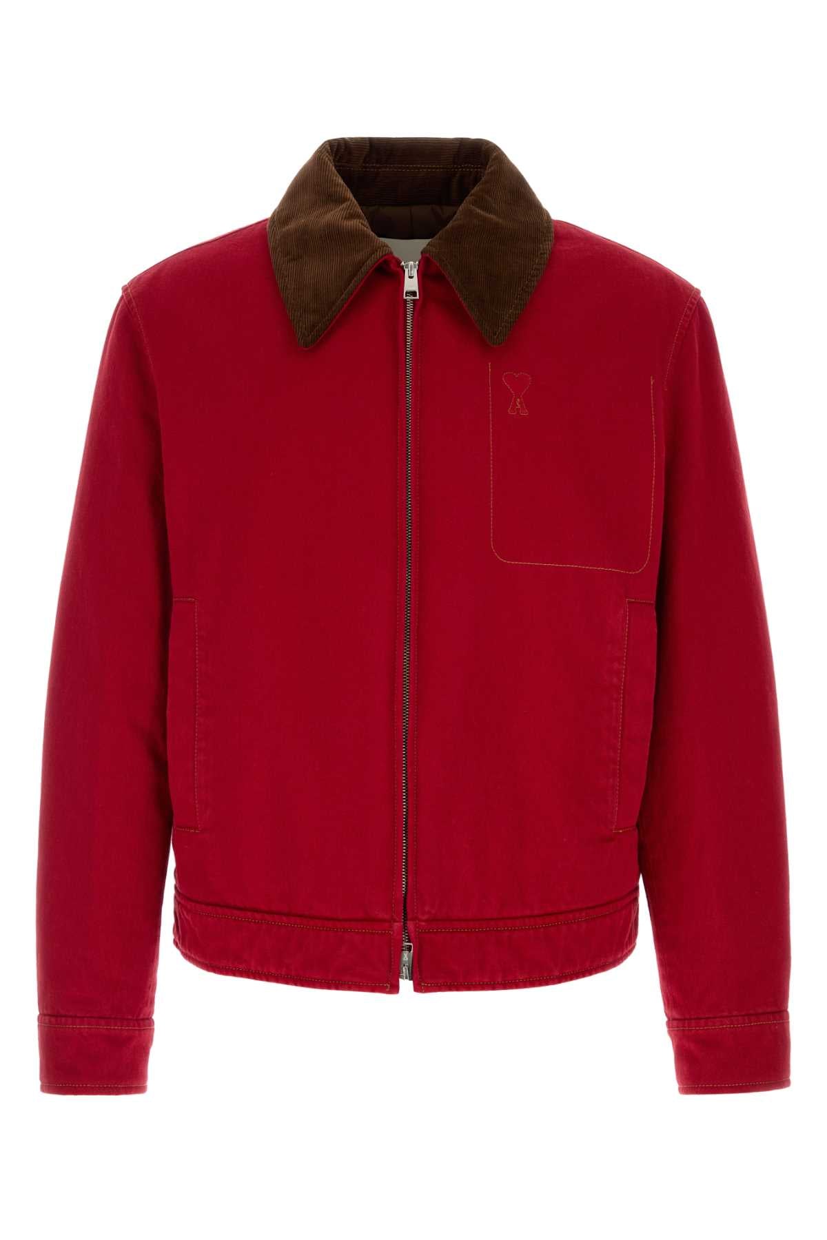 Ami Men Red Denim Jacket AMI PARIS