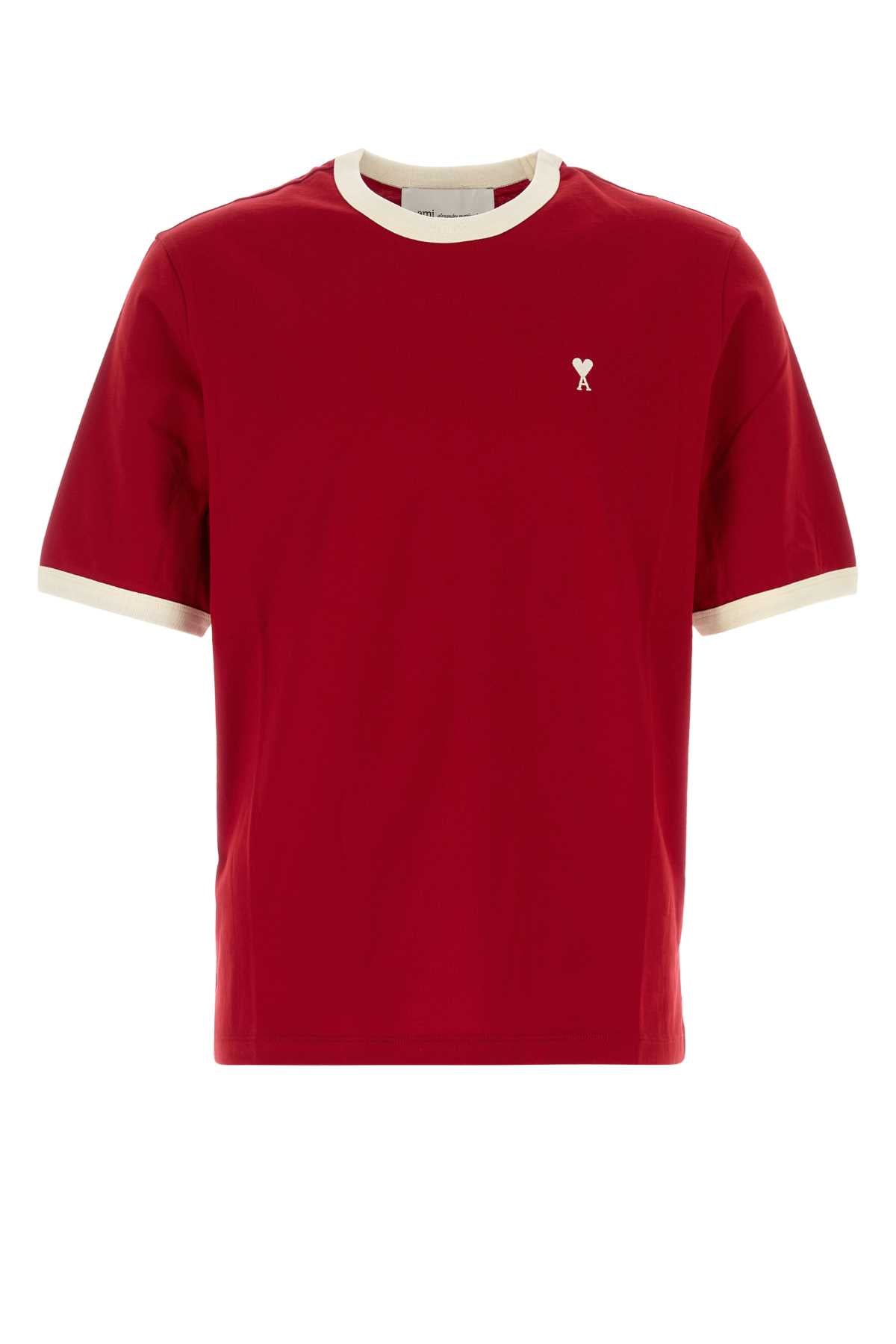 Ami Men Red Cotton T-Shirt AMI PARIS
