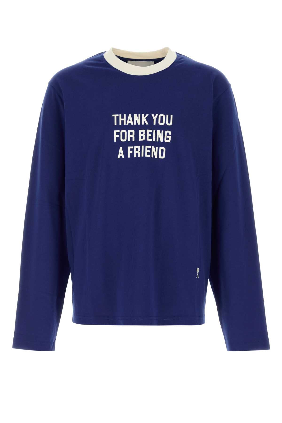 Ami Men Blue Cotton T-Shirt AMI PARIS