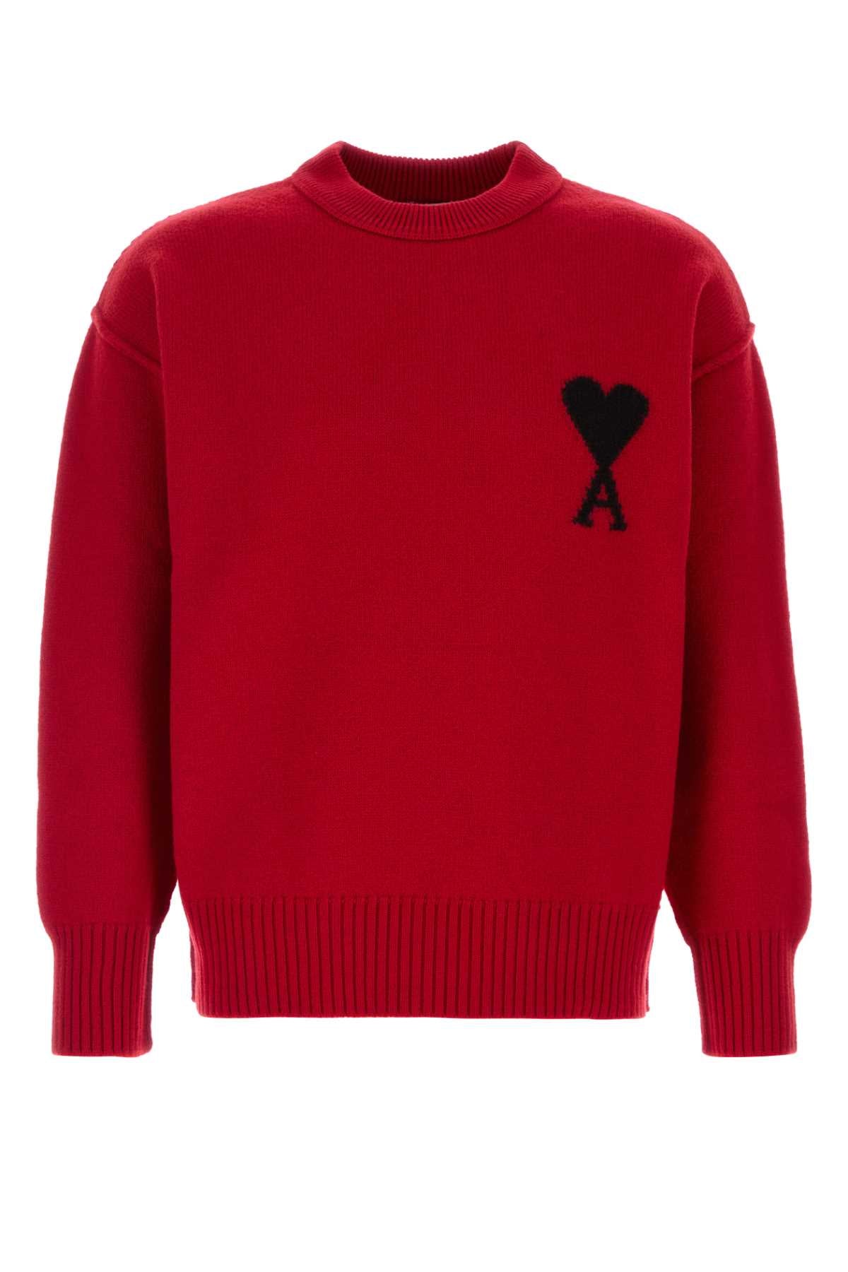 Ami Men Red Wool Sweater AMI PARIS