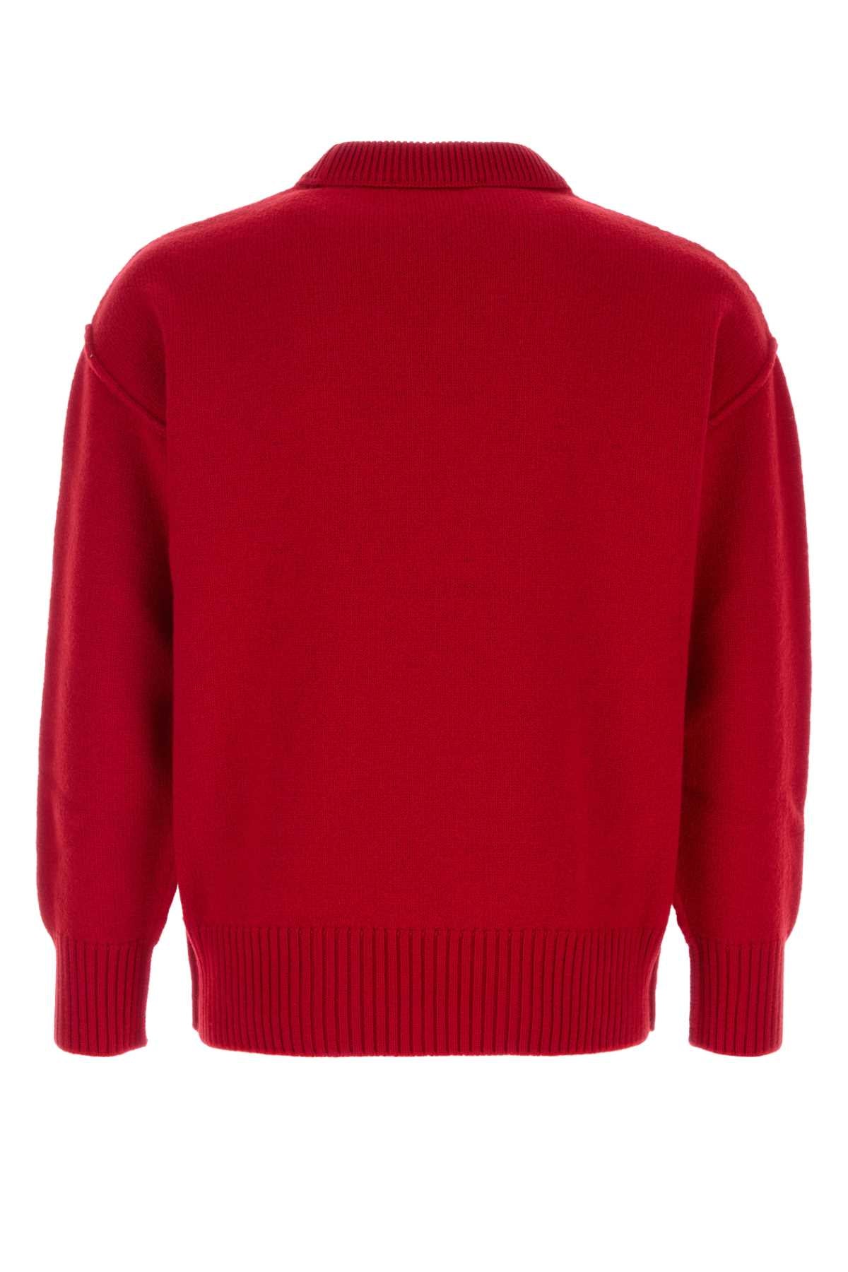 Ami Men Red Wool Sweater AMI PARIS