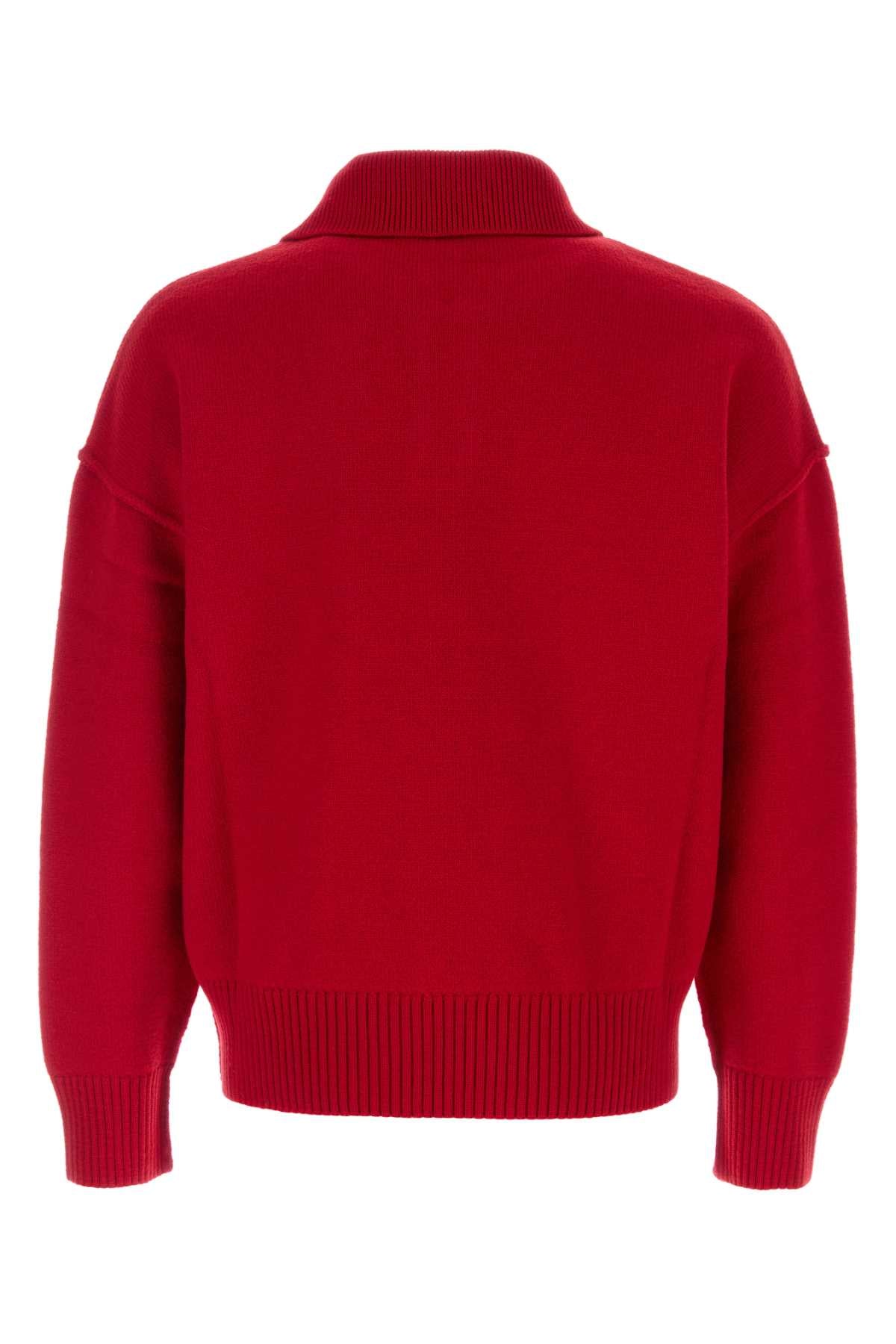 Ami Men Red Wool Polo Shirt AMI PARIS