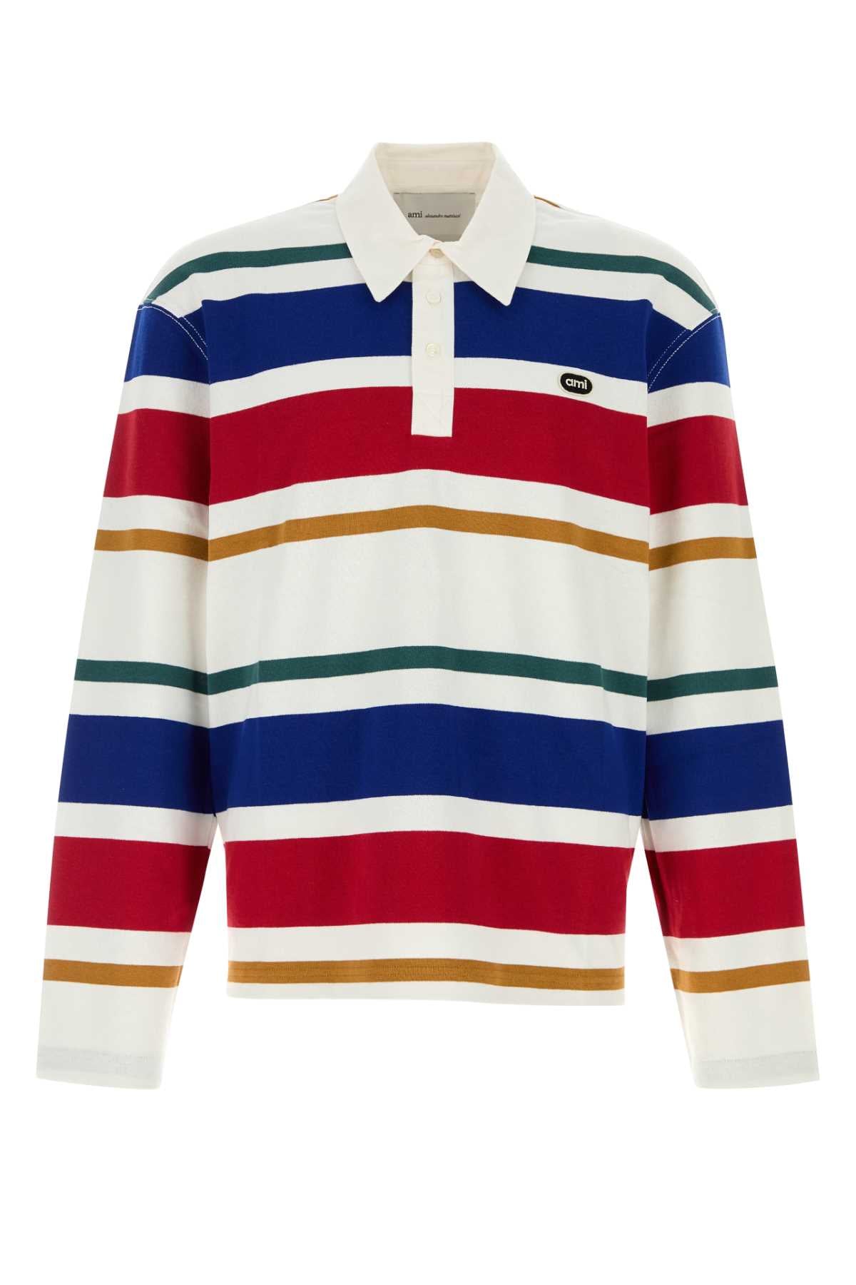 Ami Men Embroidered Cotton Polo Shirt AMI PARIS