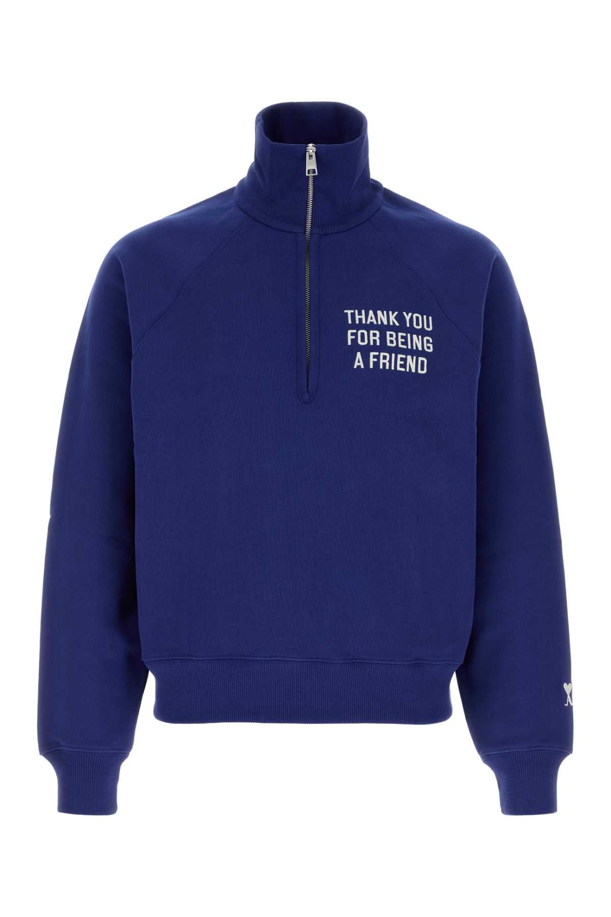 Ami Men Blue Cottons Sweatshirt AMI PARIS