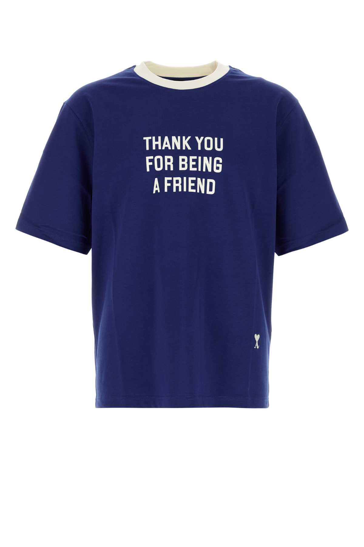 Ami Men Blue Cotton T-Shirt AMI PARIS