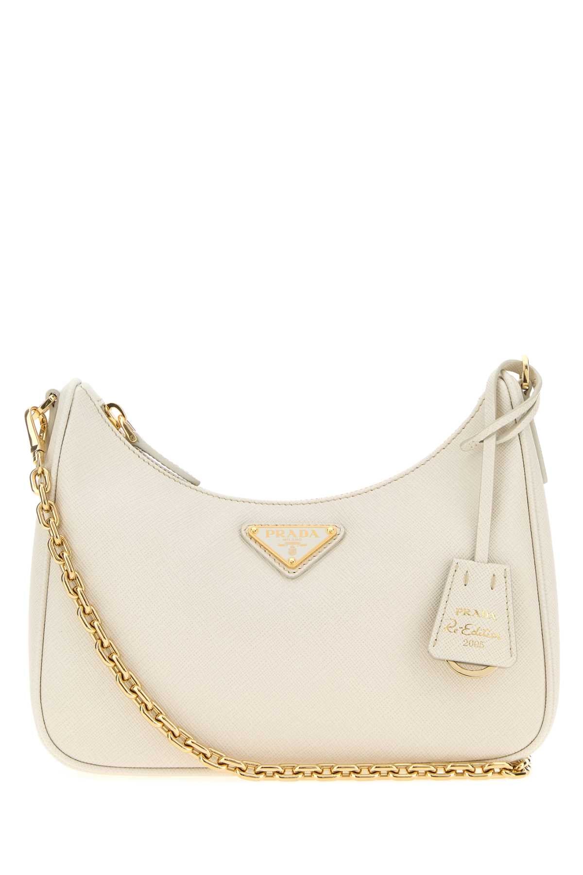 Prada Women Ivory Leather Re-Edition 2005 Shoulder Bag PRADA