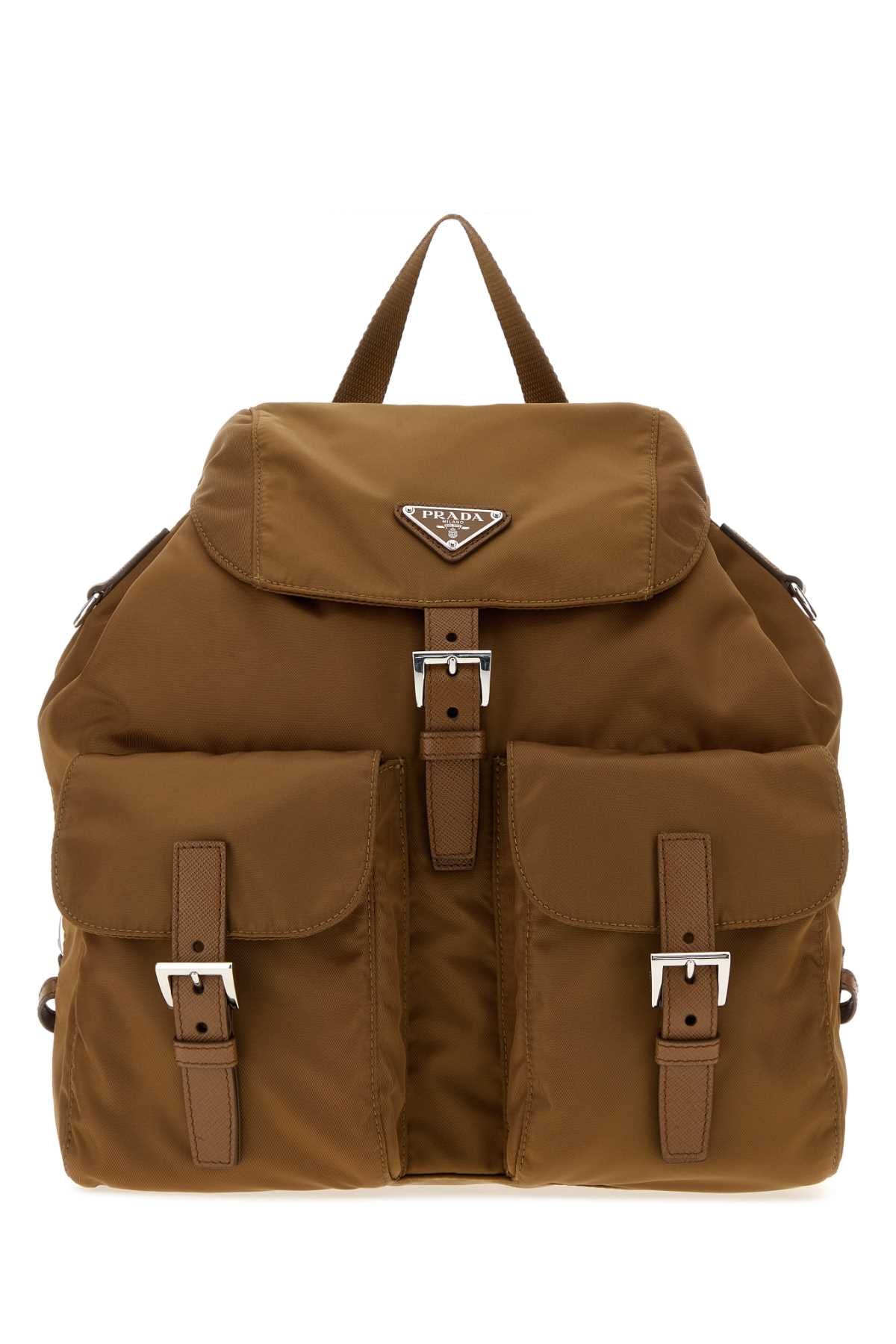 Prada Women Camel Canvas Backpack PRADA
