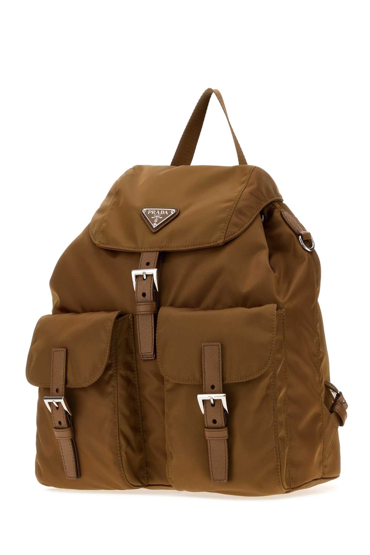 Prada Women Camel Canvas Backpack PRADA