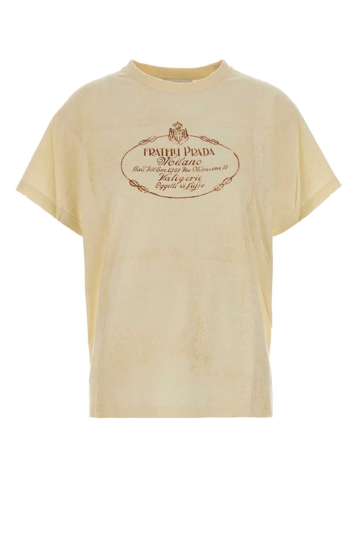 Prada Women Crema Cotton T-Shirt PRADA