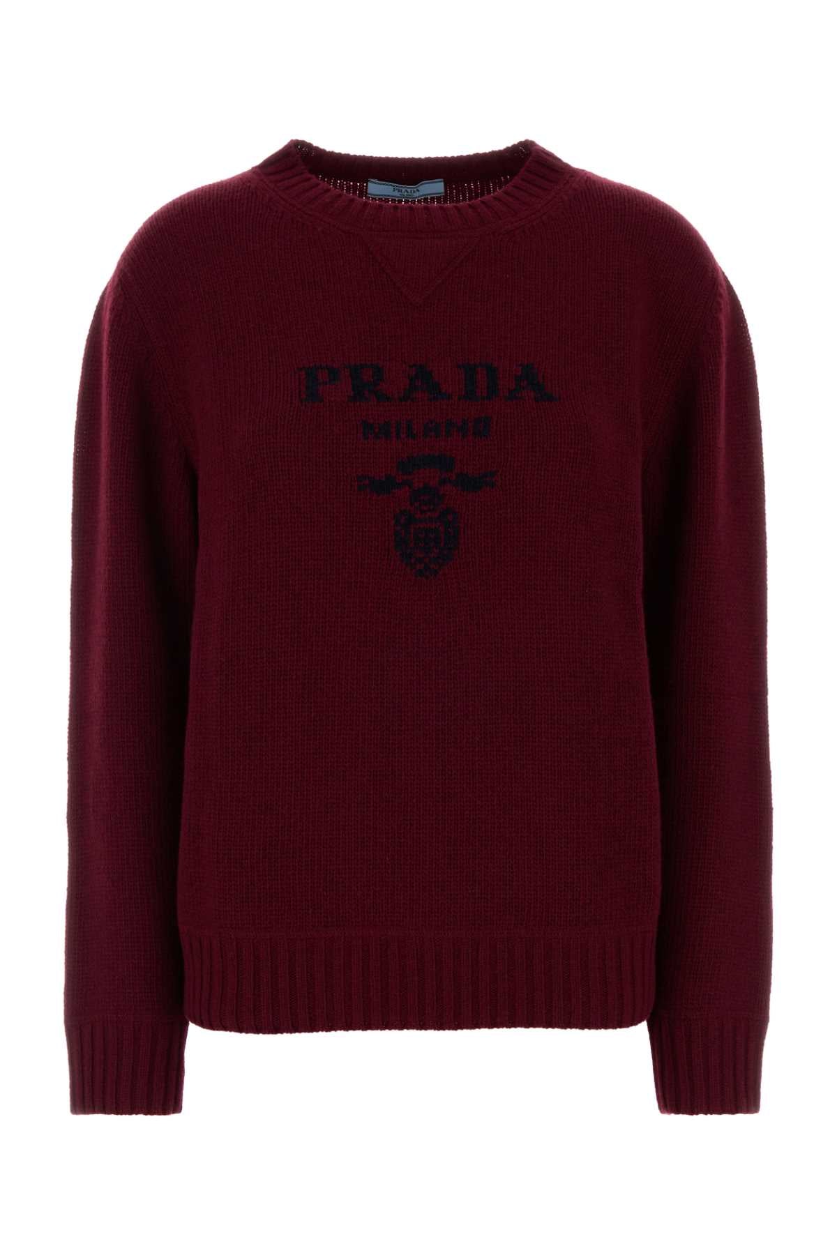 Prada Women Burgundy Wool Blend Sweater PRADA