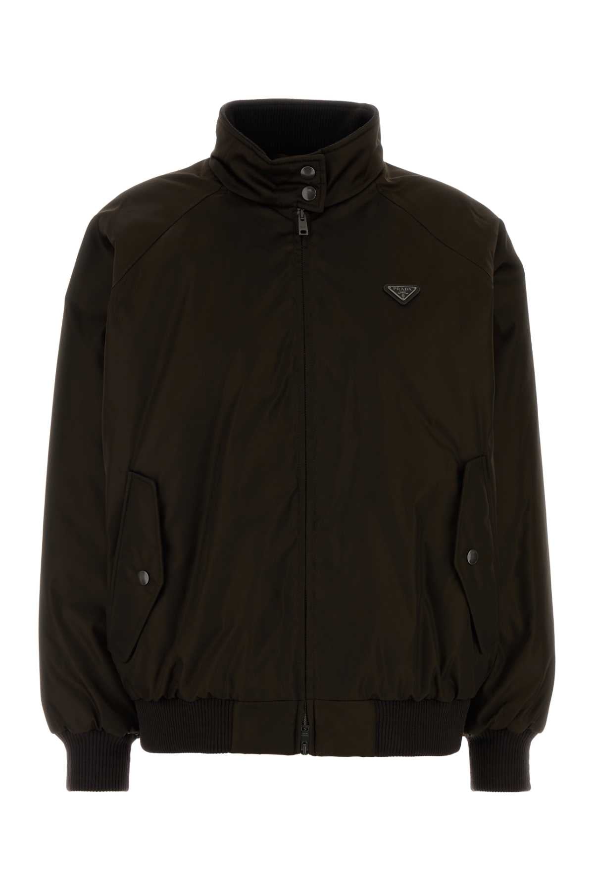 Prada Women Brown Re-Nylon Bomber Jacket PRADA