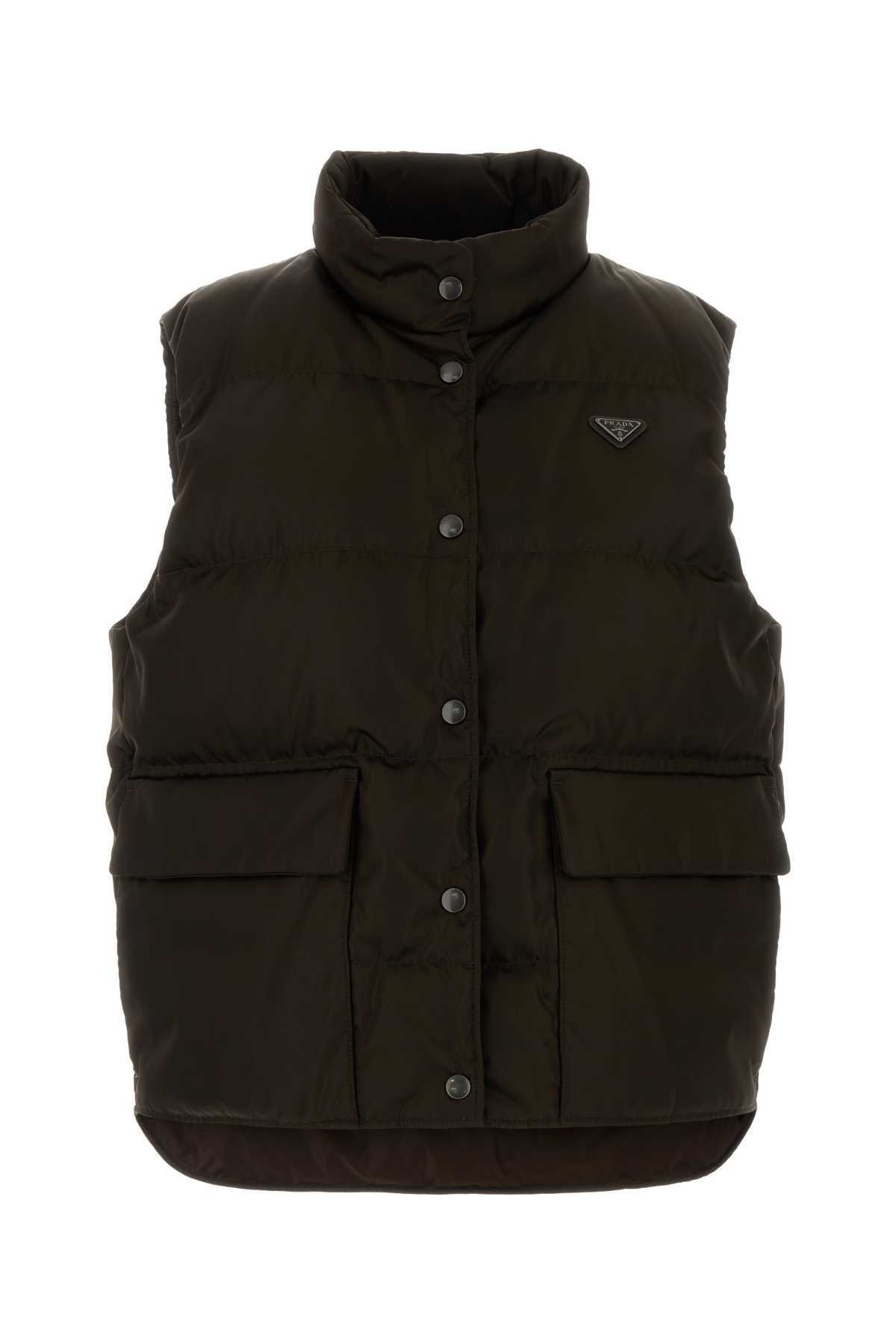 Prada Women Brown Re-Nylon Down Jacket PRADA