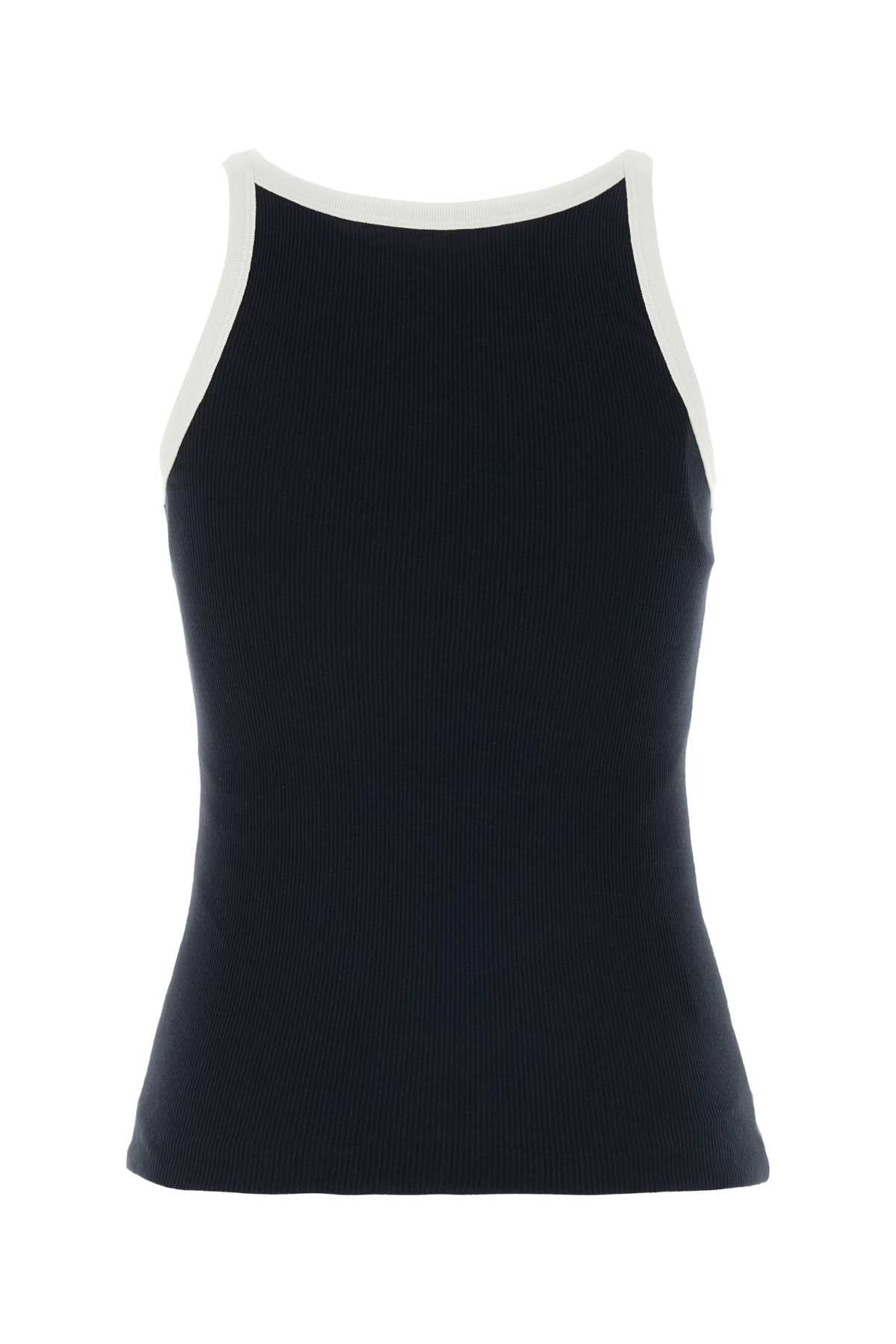 Prada Women Navy Blue Cotton Tank Top PRADA