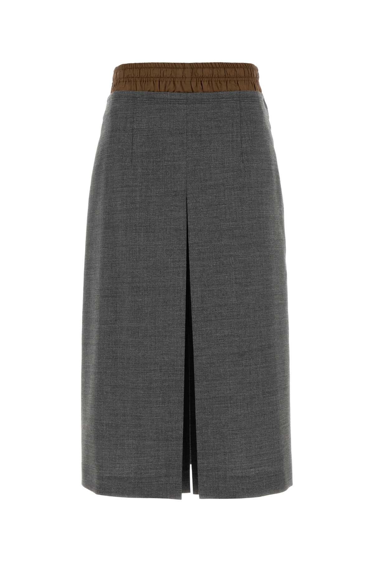 Prada Women Dark Grey Wool Skirt PRADA
