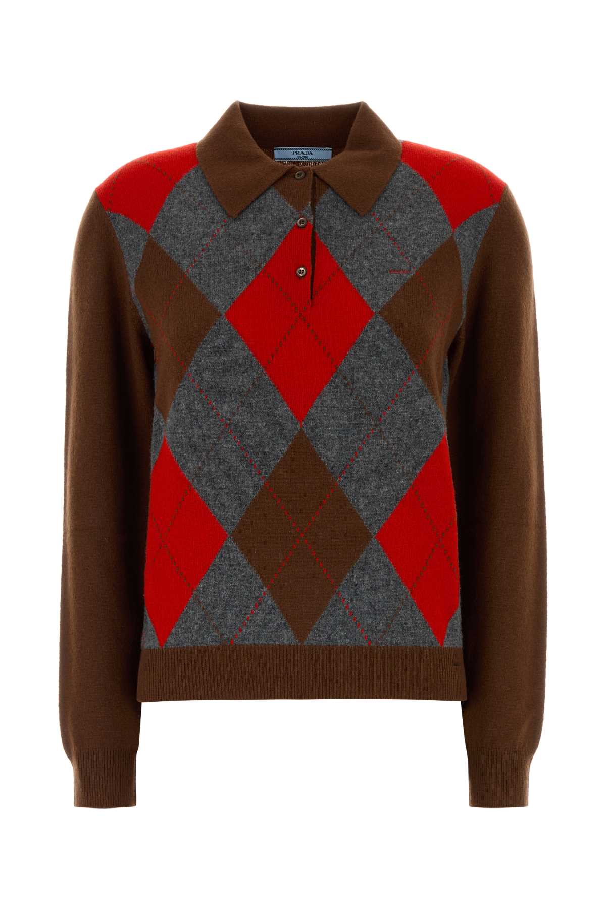 Prada Women Brown Cashmere Polo Shirt PRADA
