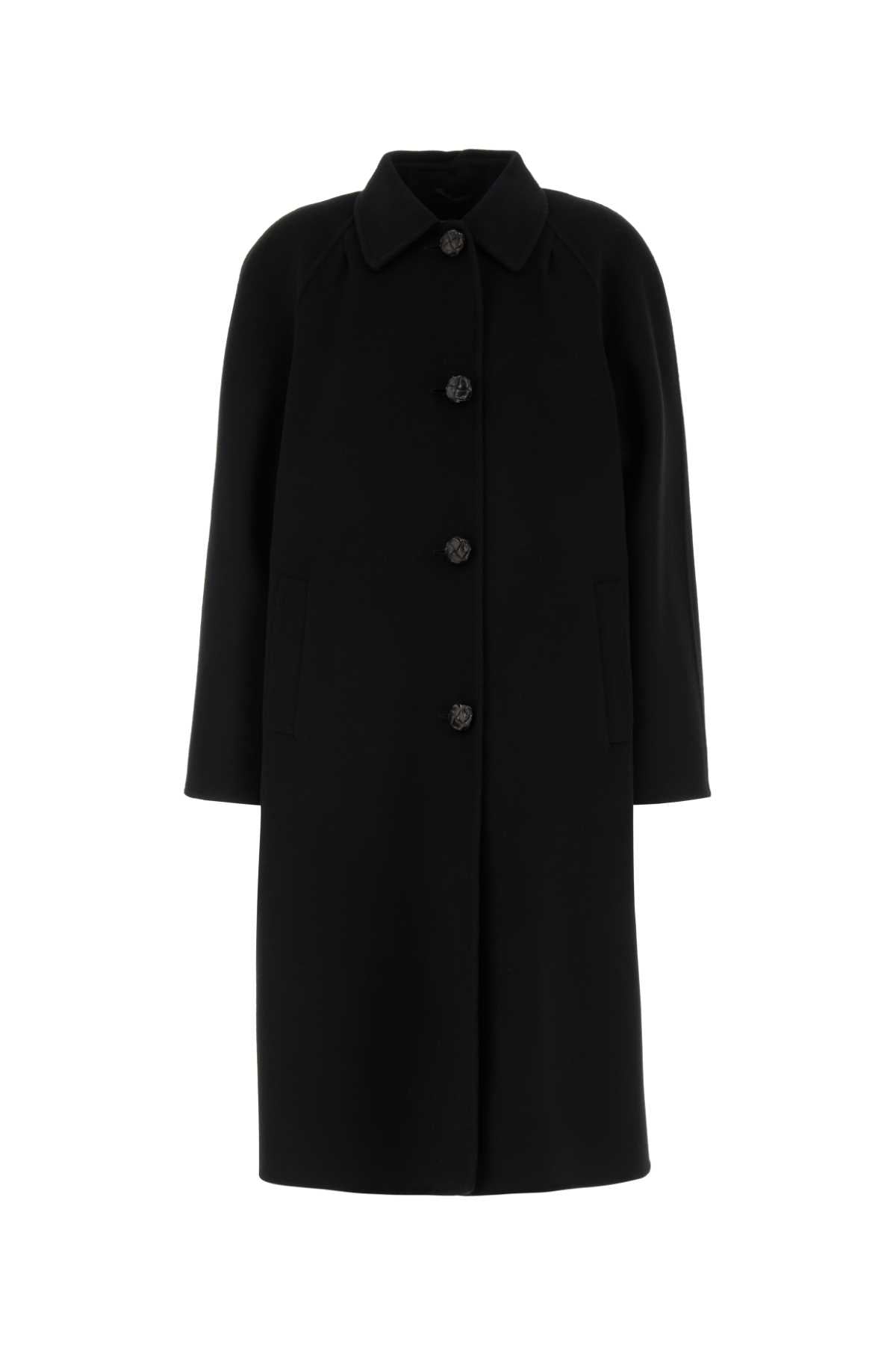 Prada Women Black Wool Blend Coat PRADA