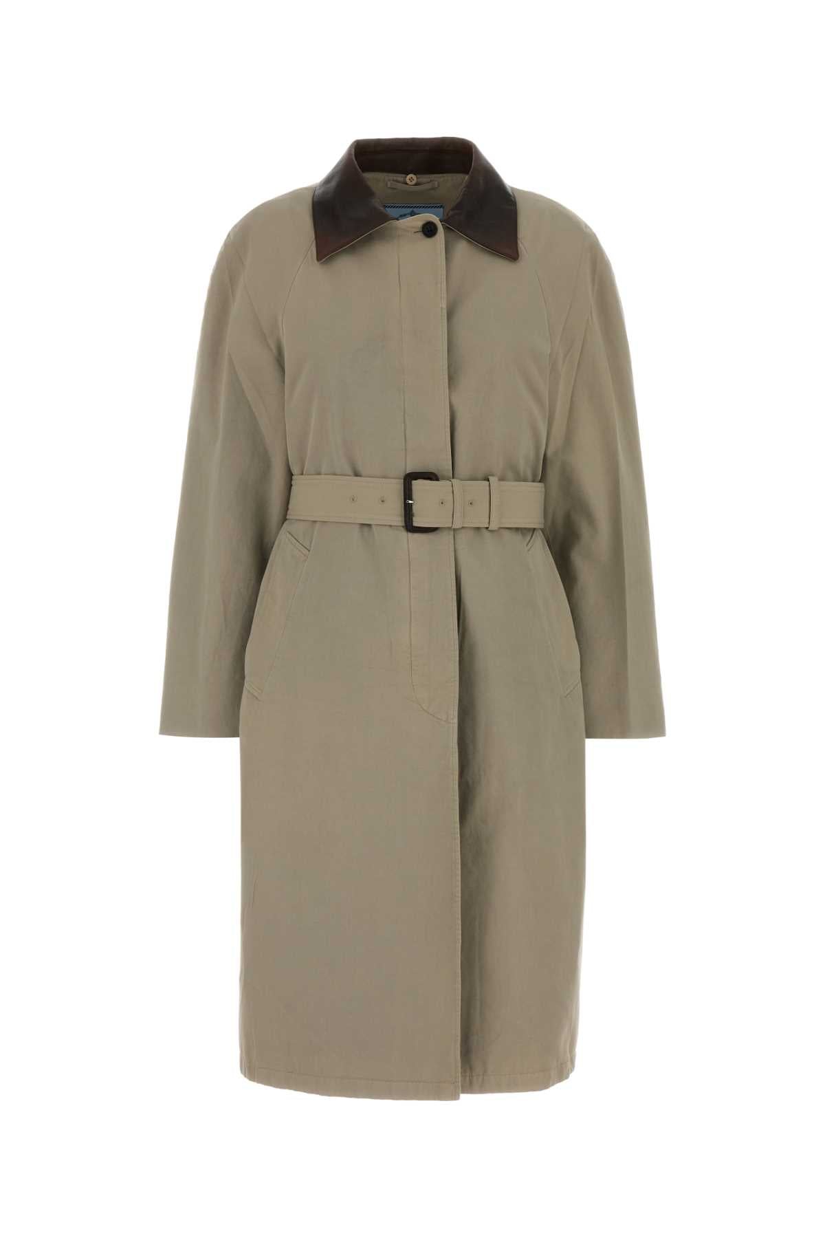 Prada Women Dove Grey Cotton Overcoat PRADA