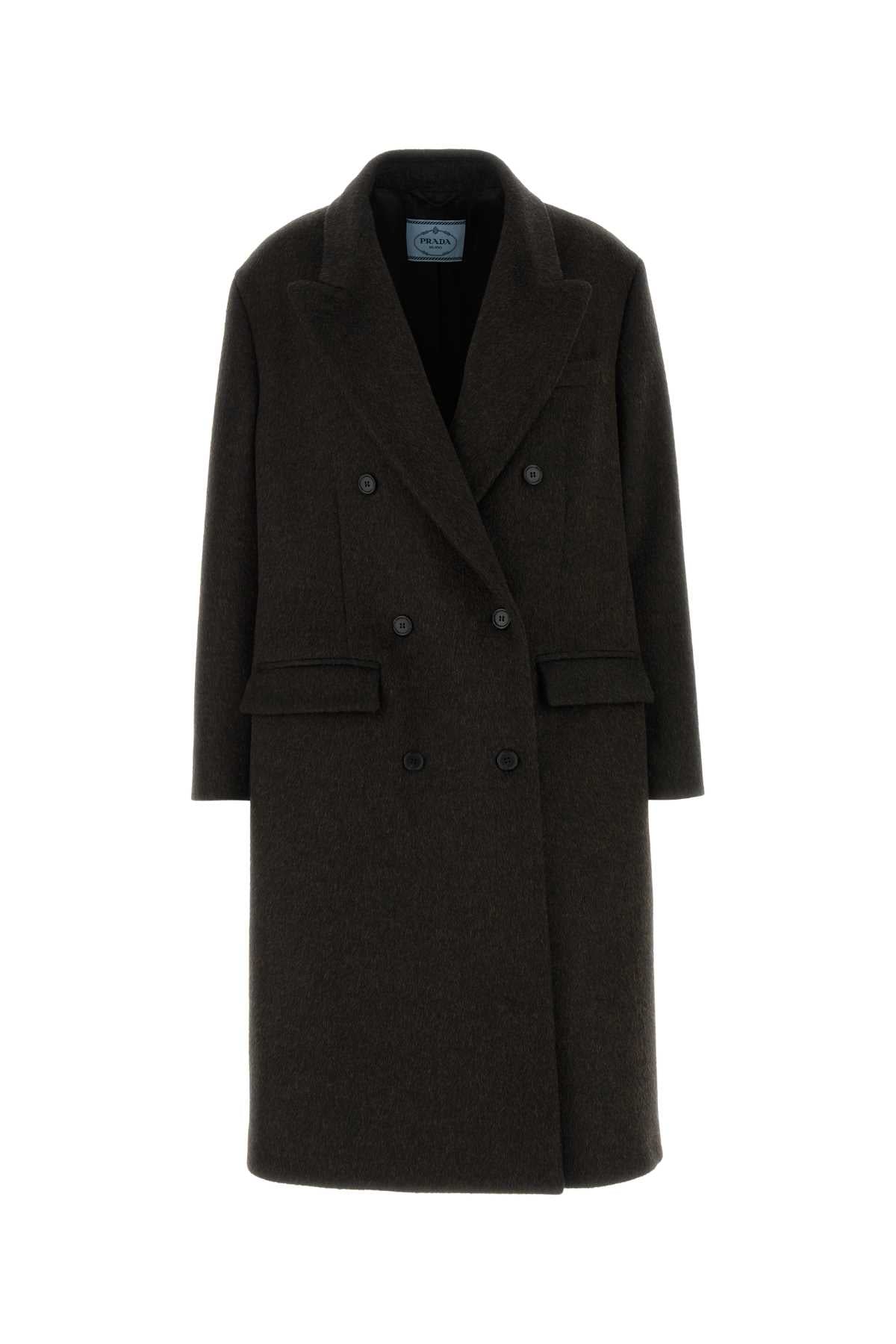 Prada Women Dark Brown Wool Blend Coat PRADA
