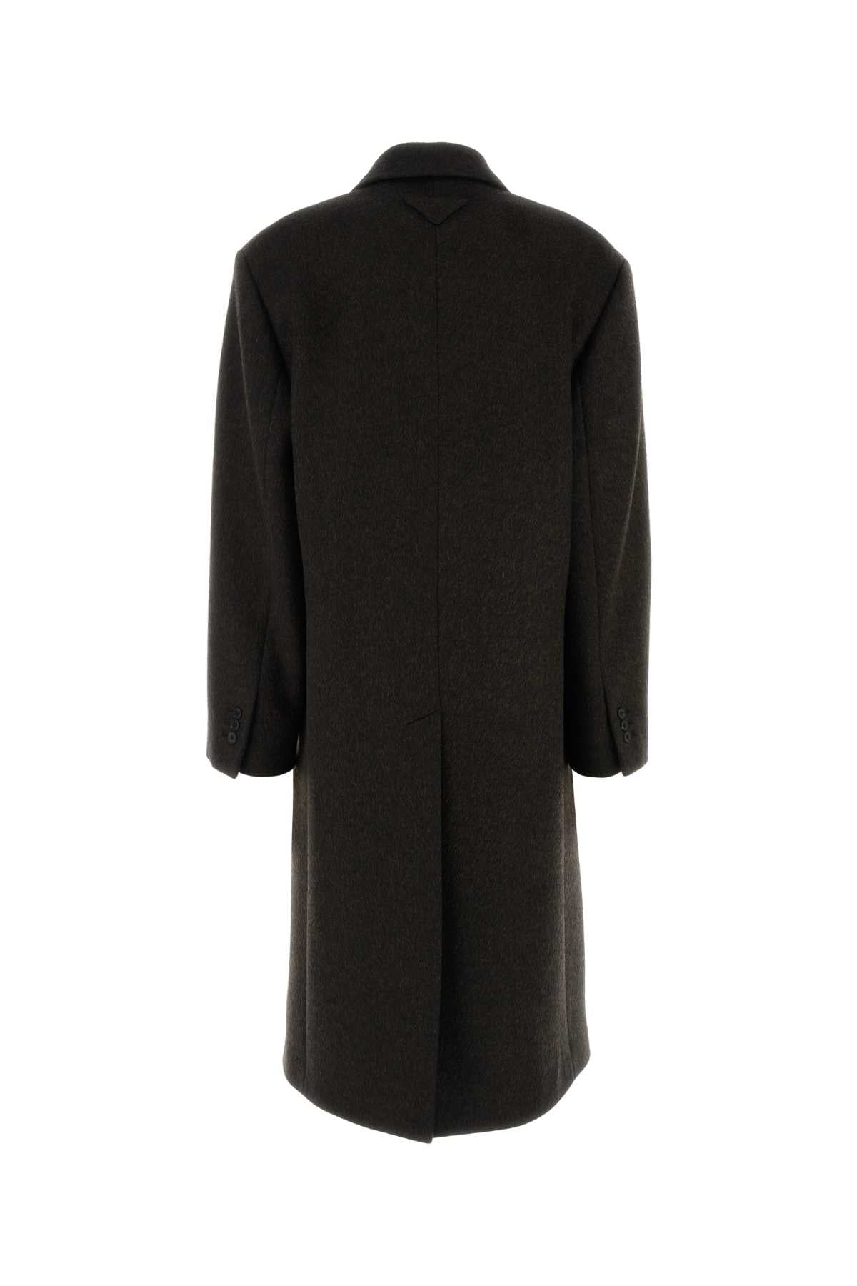 Prada Women Dark Brown Wool Blend Coat PRADA
