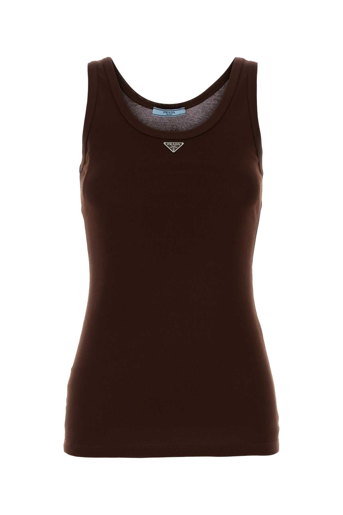 Prada Women Chocolate Cotton Tank Top PRADA