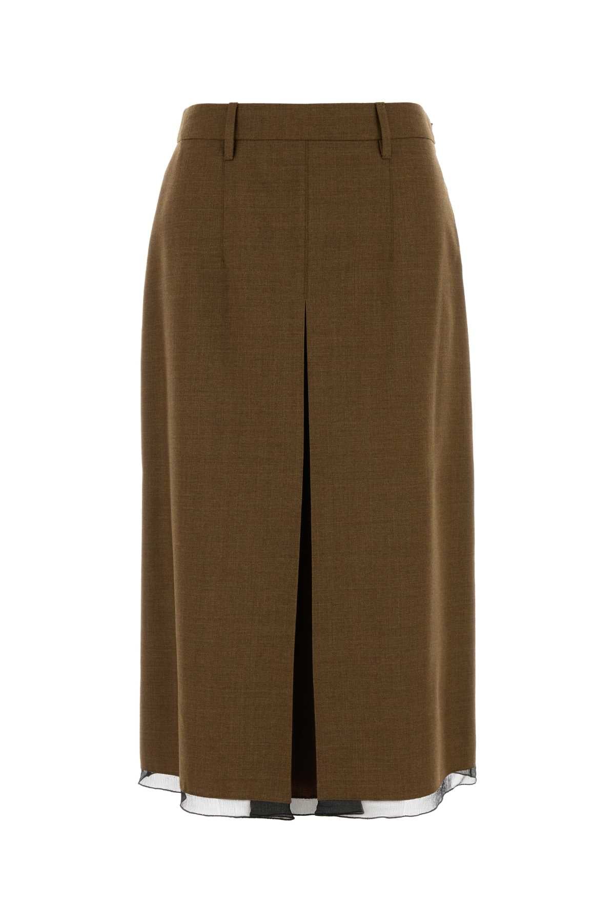 Prada Women Brown Wool Skirt PRADA