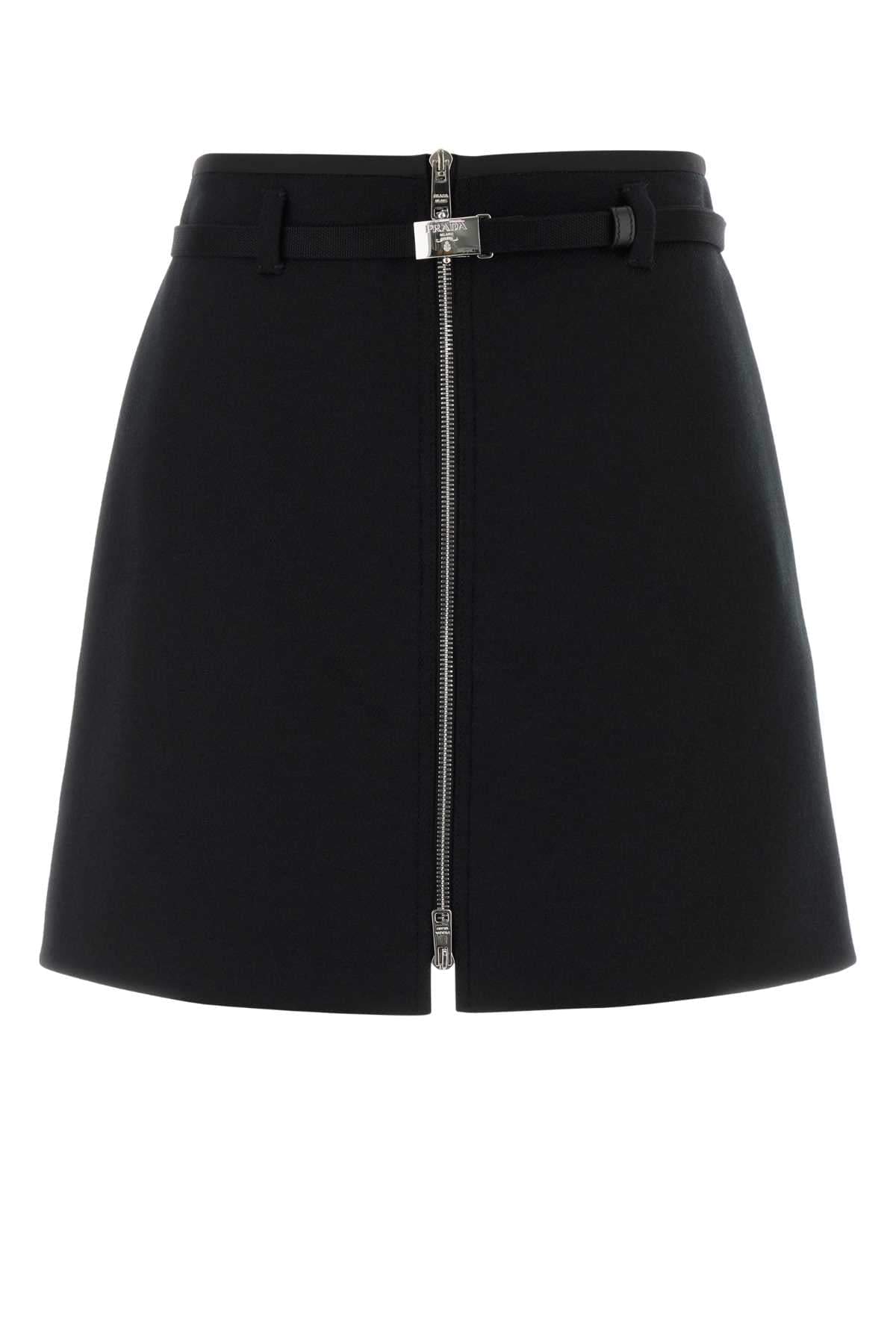 Prada Women Black Wool Mini Skirt PRADA