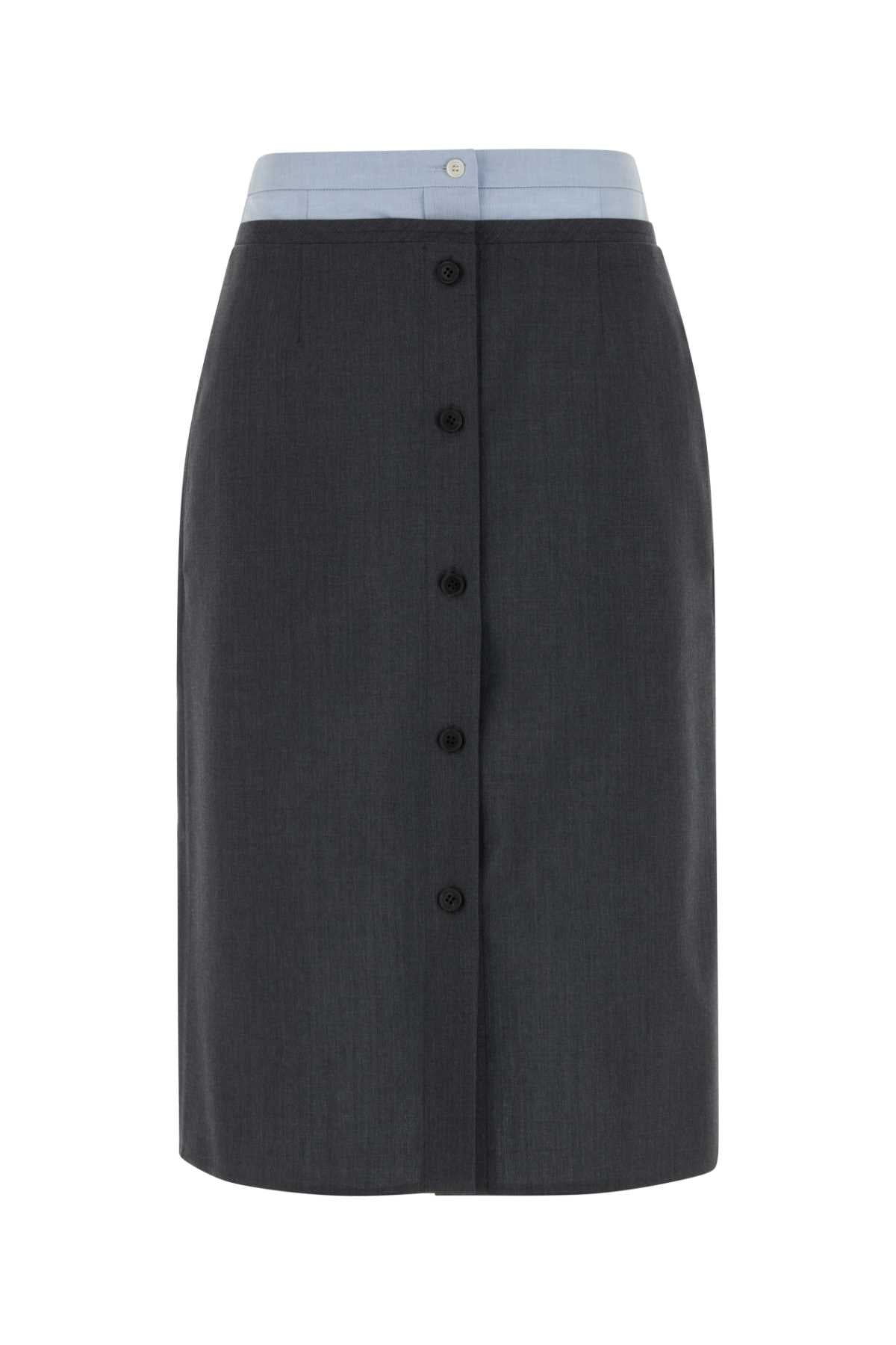 Prada Women Dark Grey Wool Blend Skirt PRADA