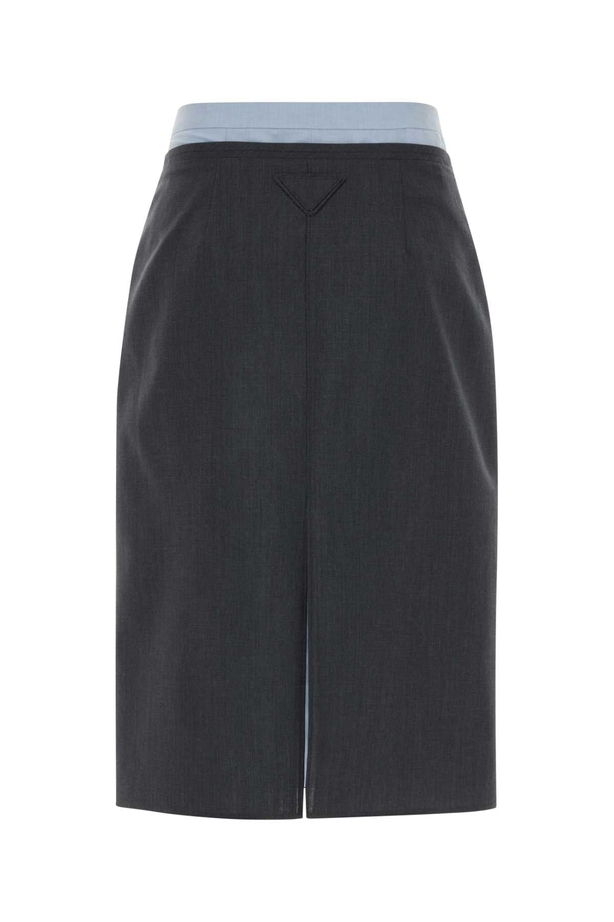 Prada Women Dark Grey Wool Blend Skirt PRADA