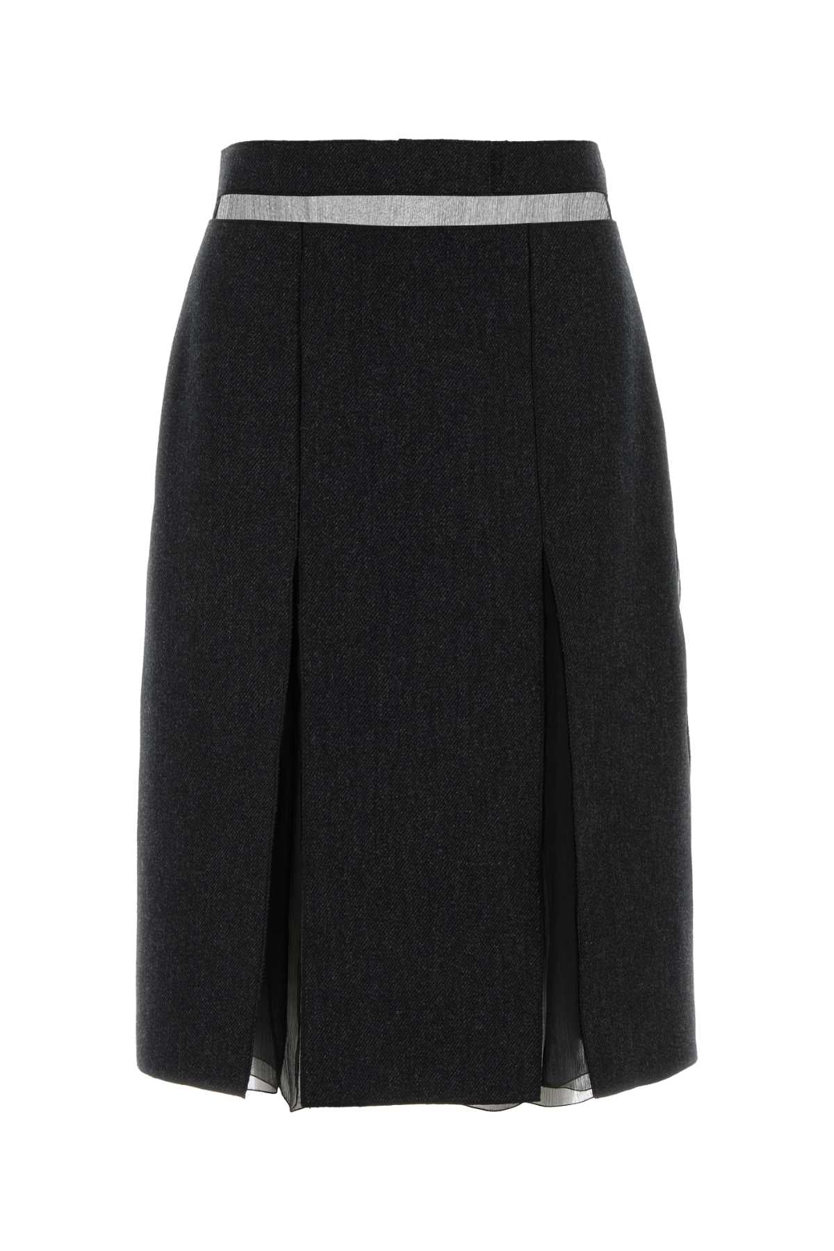 Prada Women Slate Wool Skirt PRADA