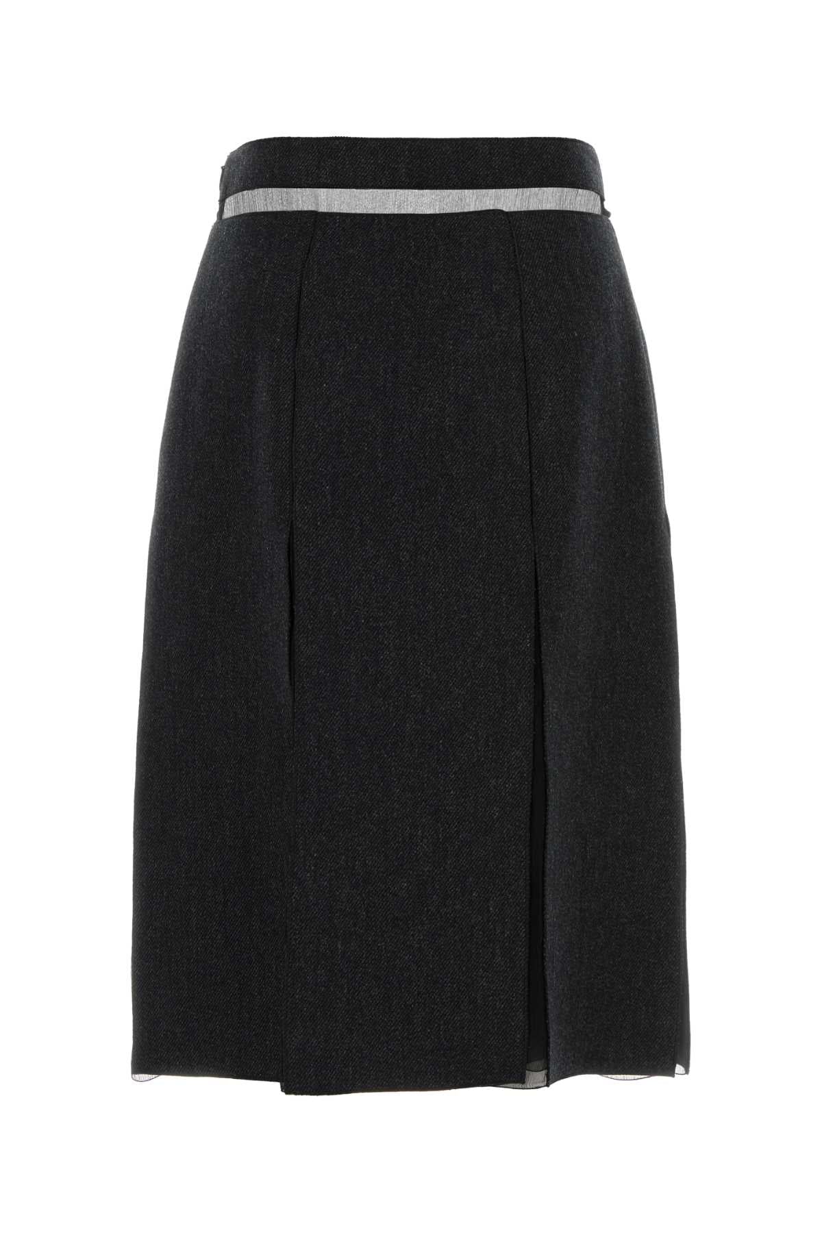 Prada Women Slate Wool Skirt PRADA