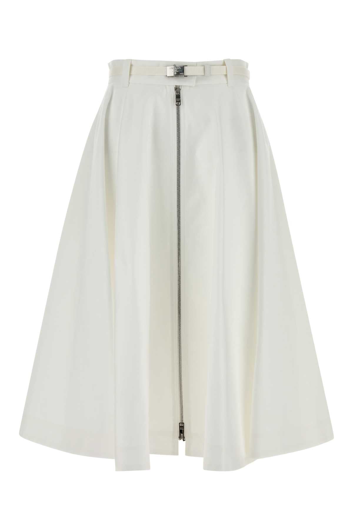 Prada Women White Twill Skirt