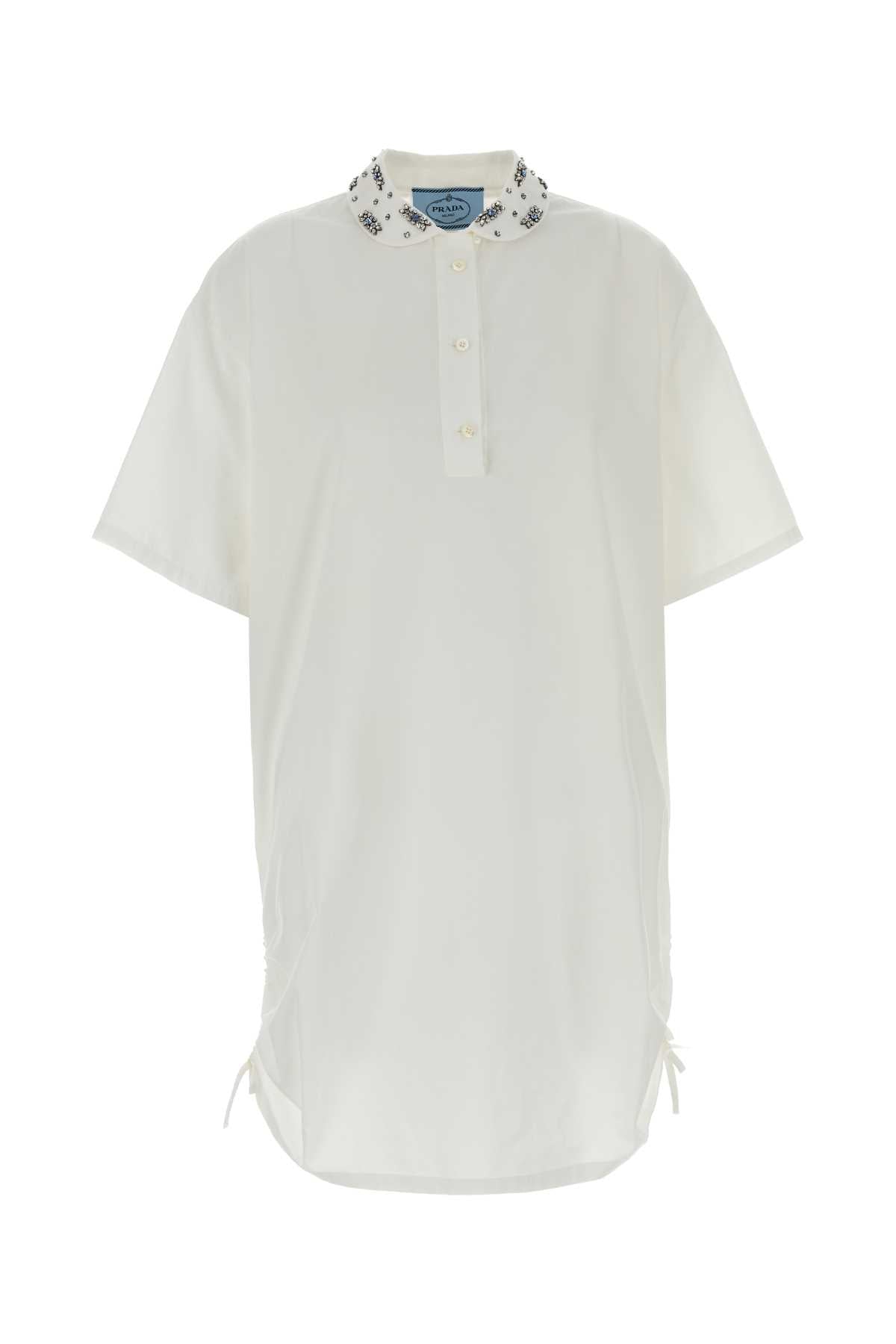 Prada Women White Poplin Polo Dress PRADA