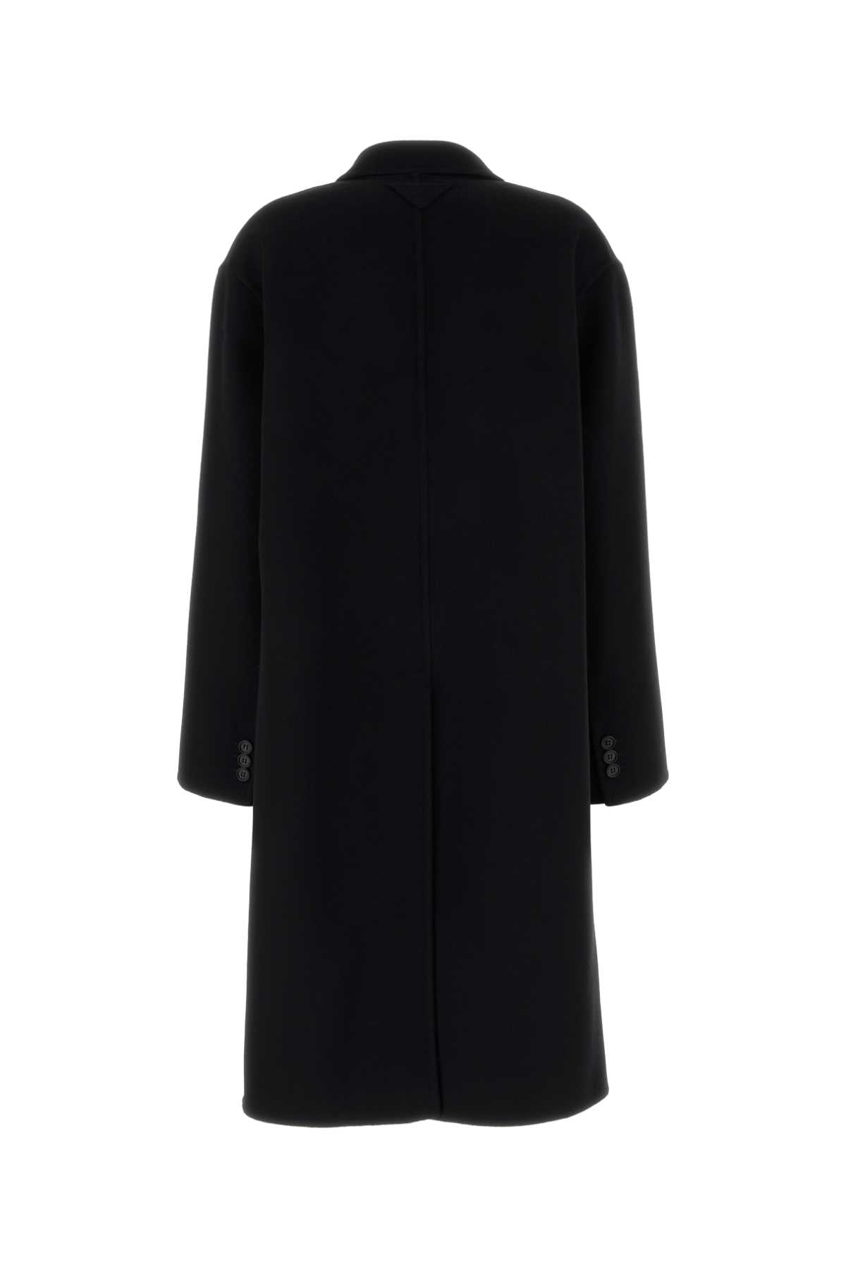 Prada Women Black Wool Blend Coat PRADA