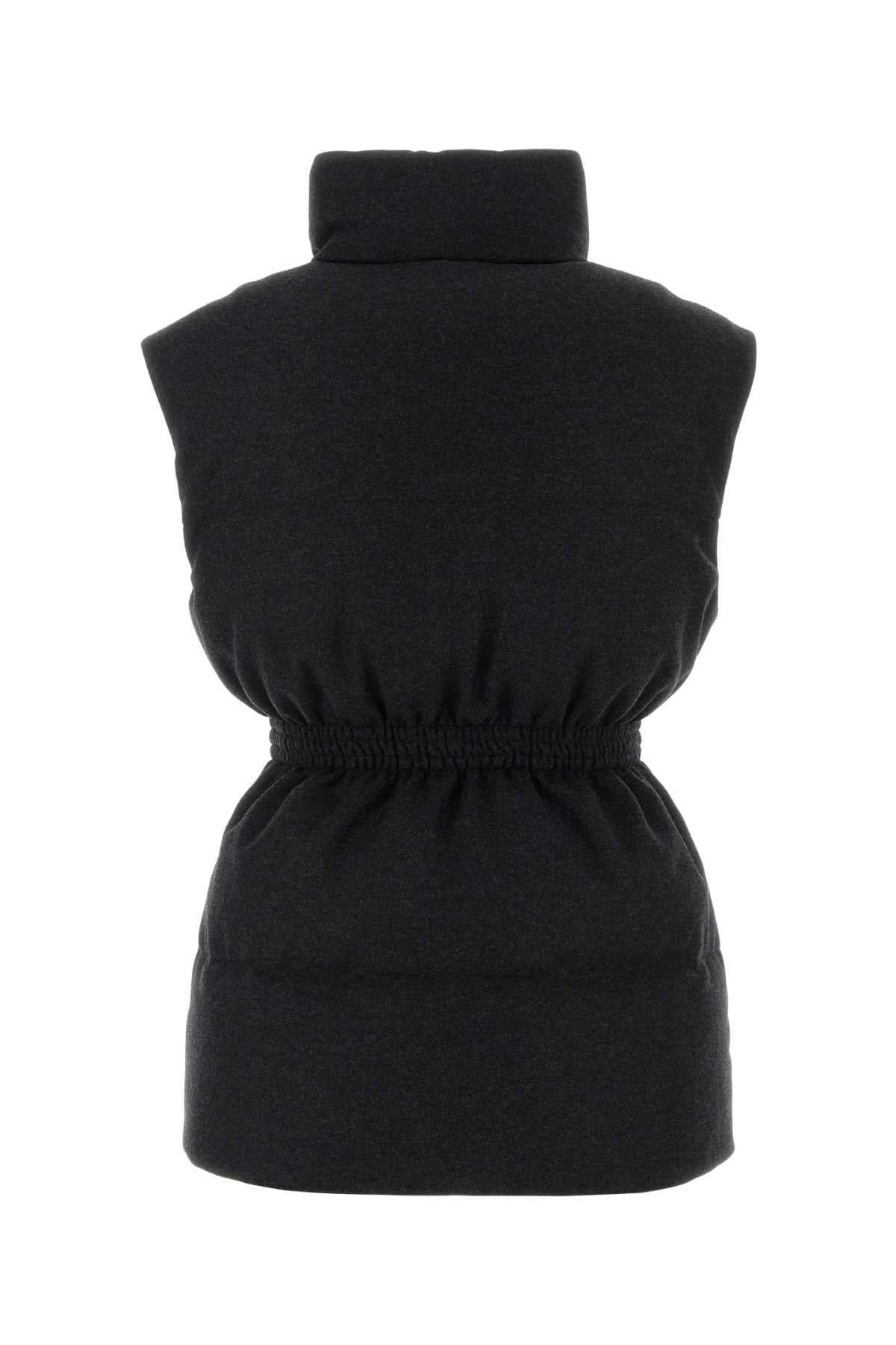 Prada Women Charcoal Wool Blend Sleeveless Down Jacket PRADA
