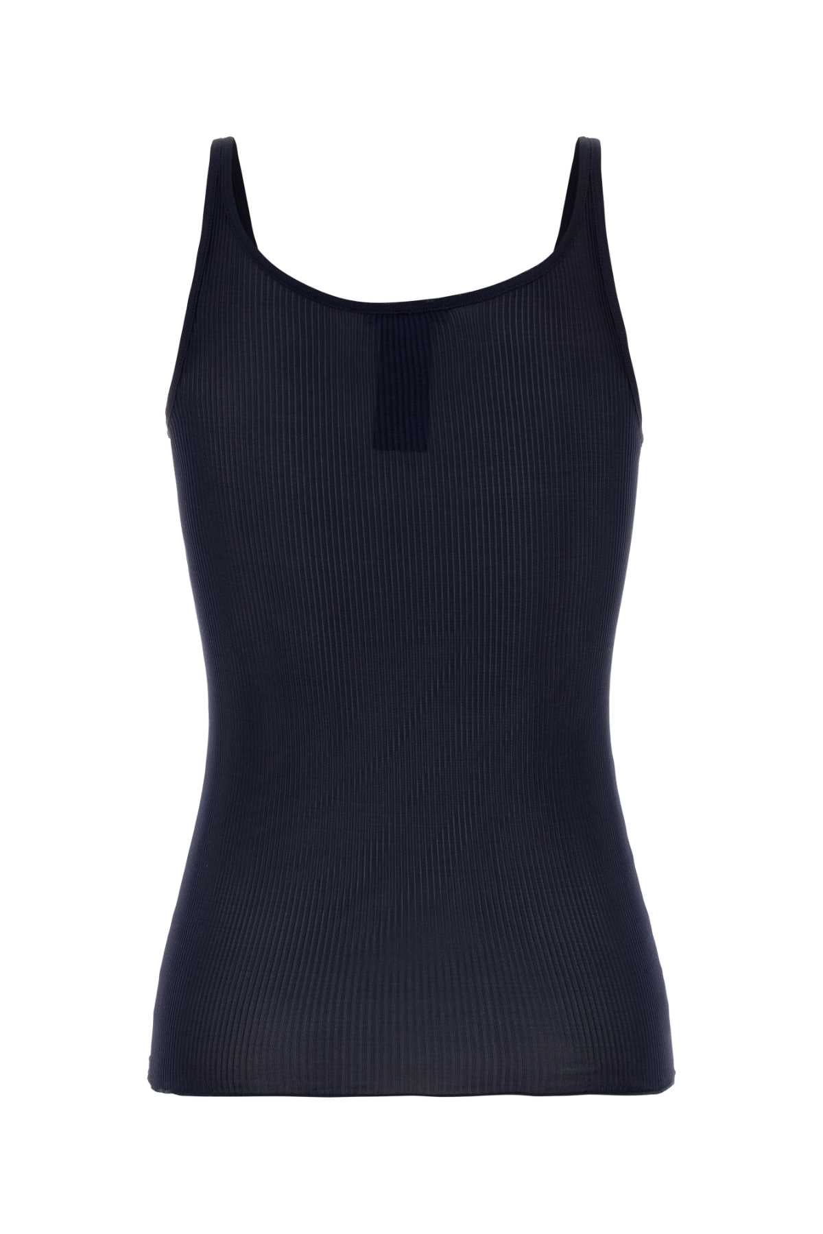 Prada Women Navy Blue Silk Tank Top PRADA