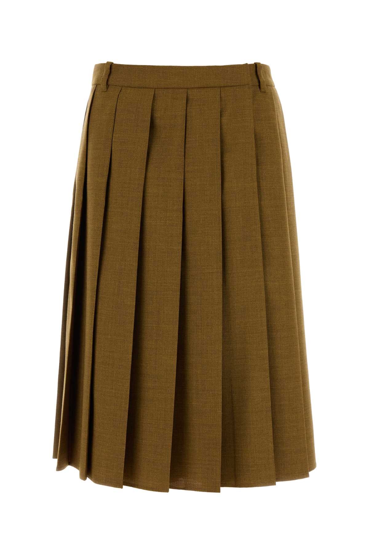 Prada Women Khaki Wool Skirt PRADA