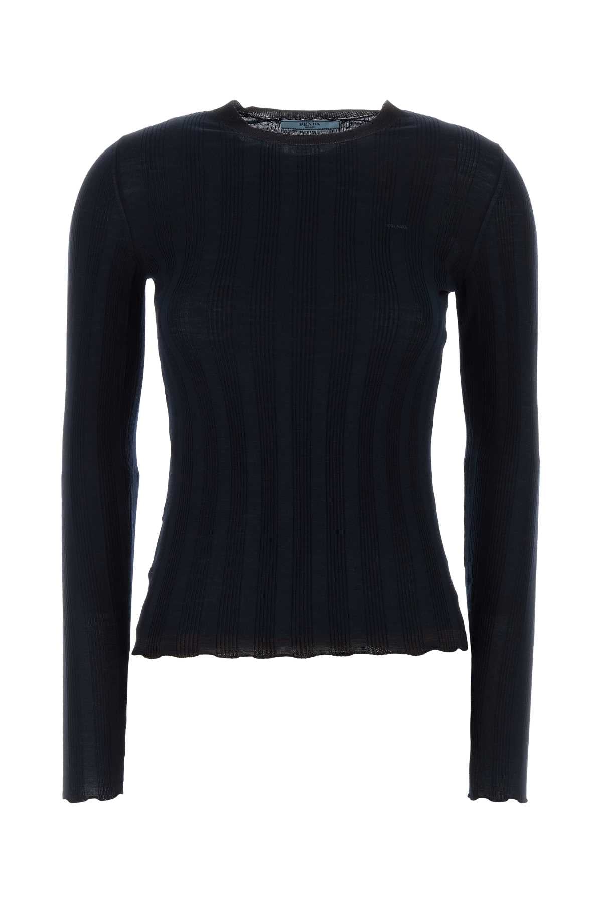Prada Women Dark Blue Wool Blend Sweater PRADA