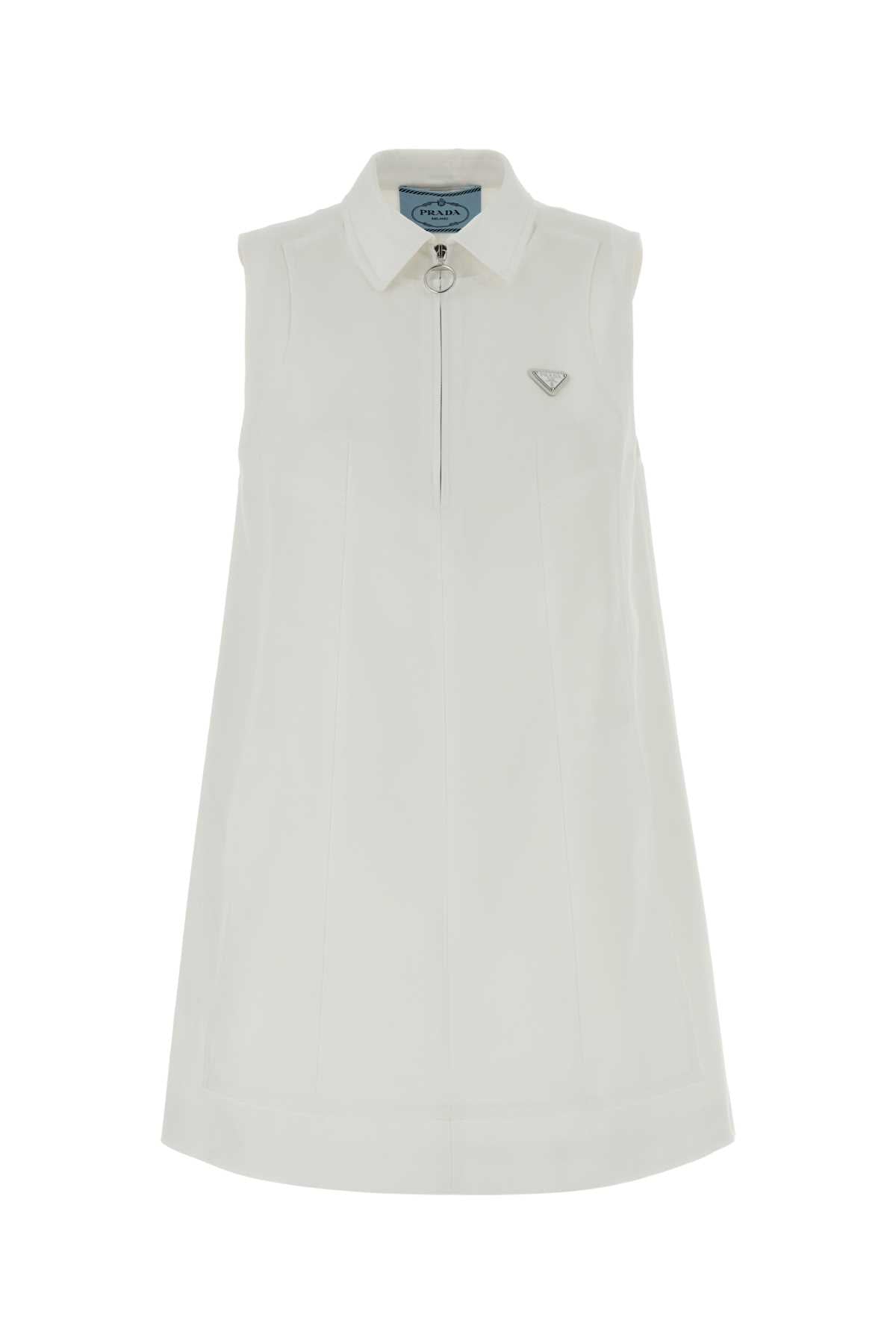 Prada Women White Twill Polo Dress PRADA