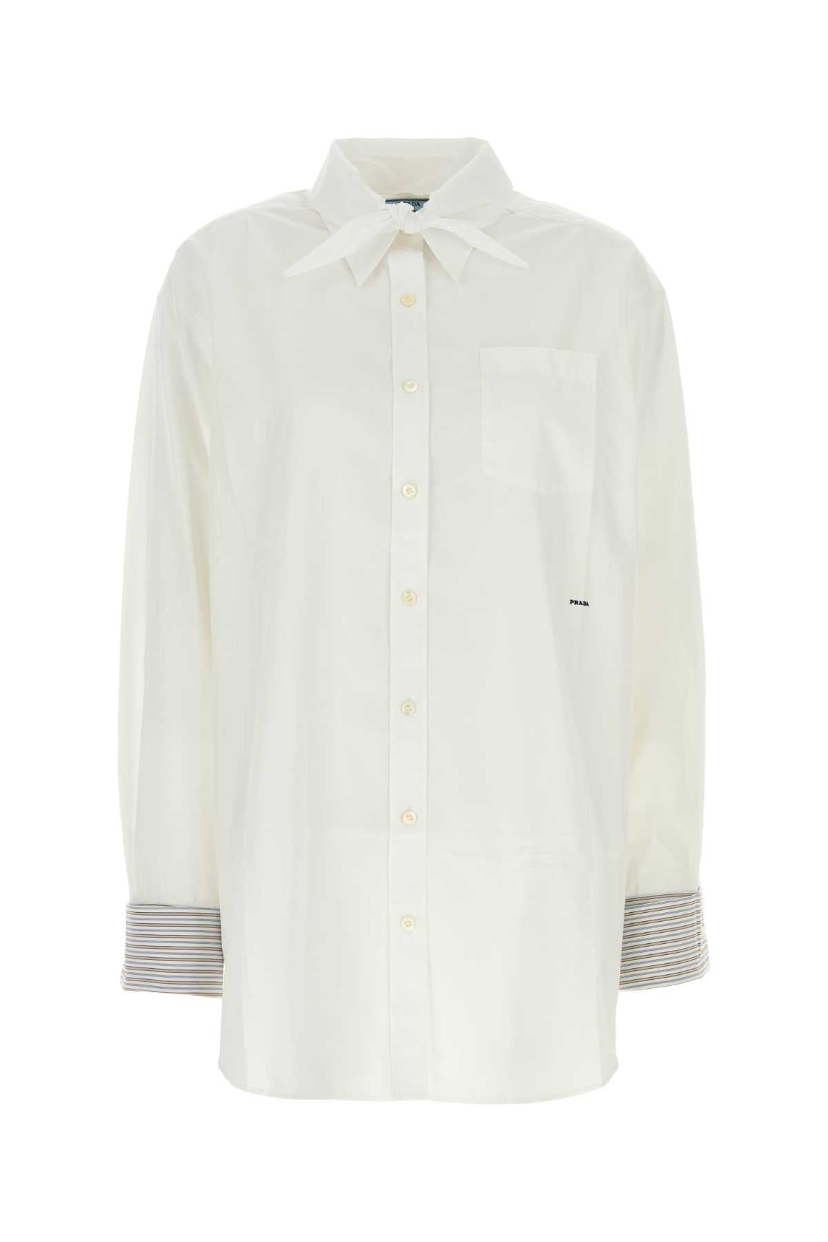 Prada Women White Poplin Shirt PRADA