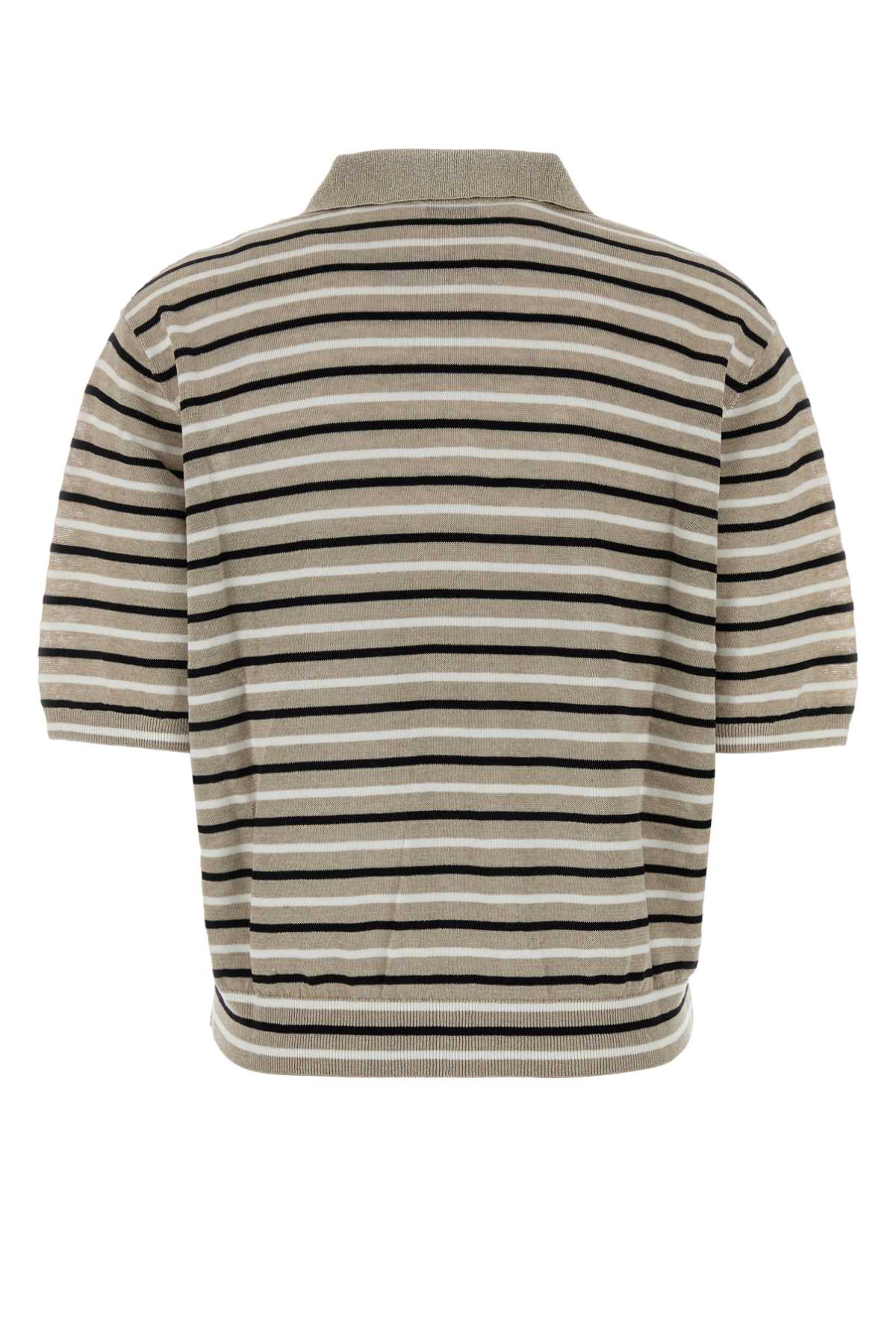 Brunello Cucinelli Women Embroidered Linen Blend Polo Shirt BRUNELLO CUCINELLI