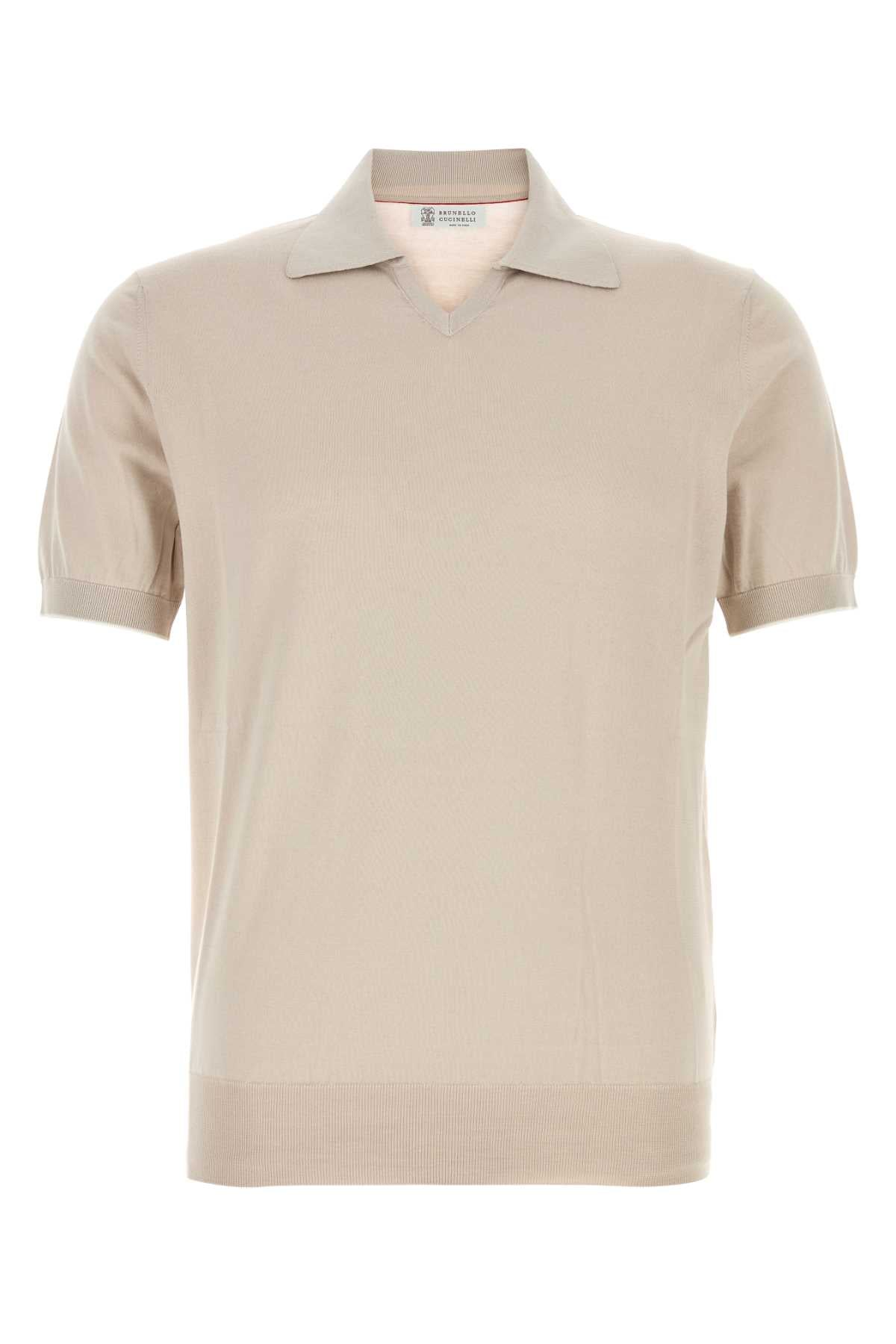 Brunello Cucinelli Men Sand Cotton Polo Shirt BRUNELLO CUCINELLI